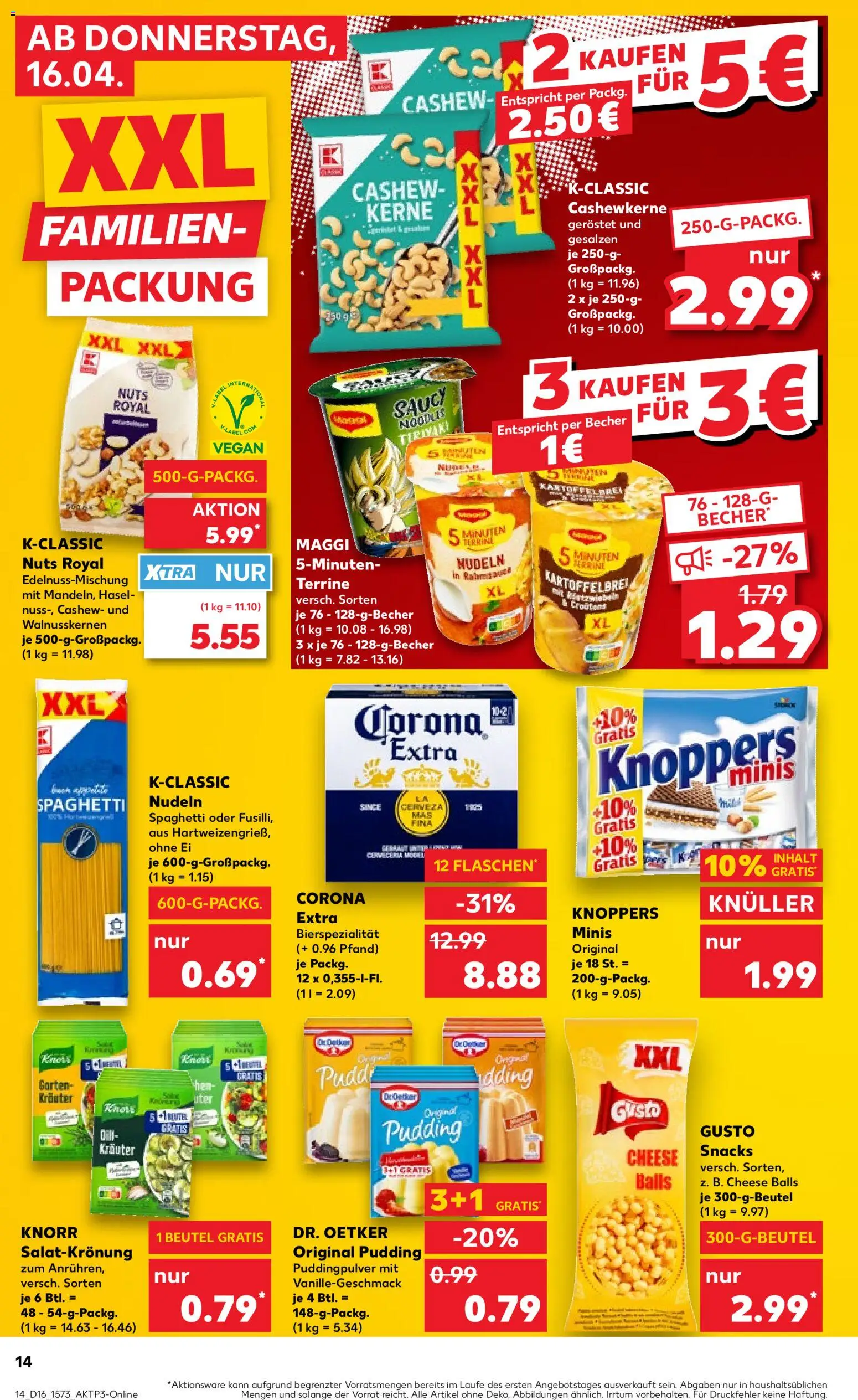 Kaufland Prospekt Jena	 – gültig ab 16.04.2026 | Seite: 14 | Produkte: Dressing, Knorr, Knoppers, Nudeln