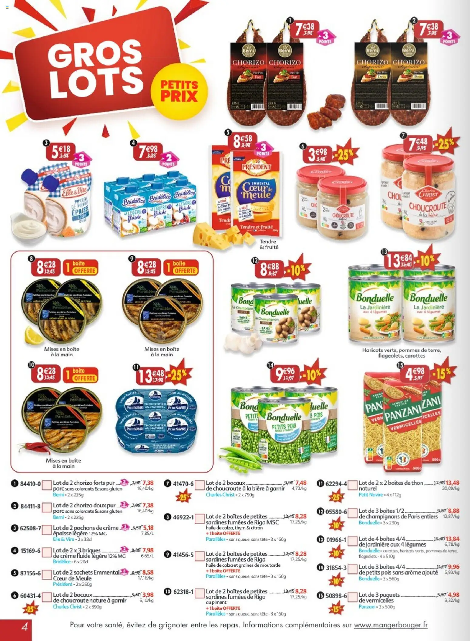 {H1} | Page: 4 | Produits: Citron, Jardinière, Sardines, Huile