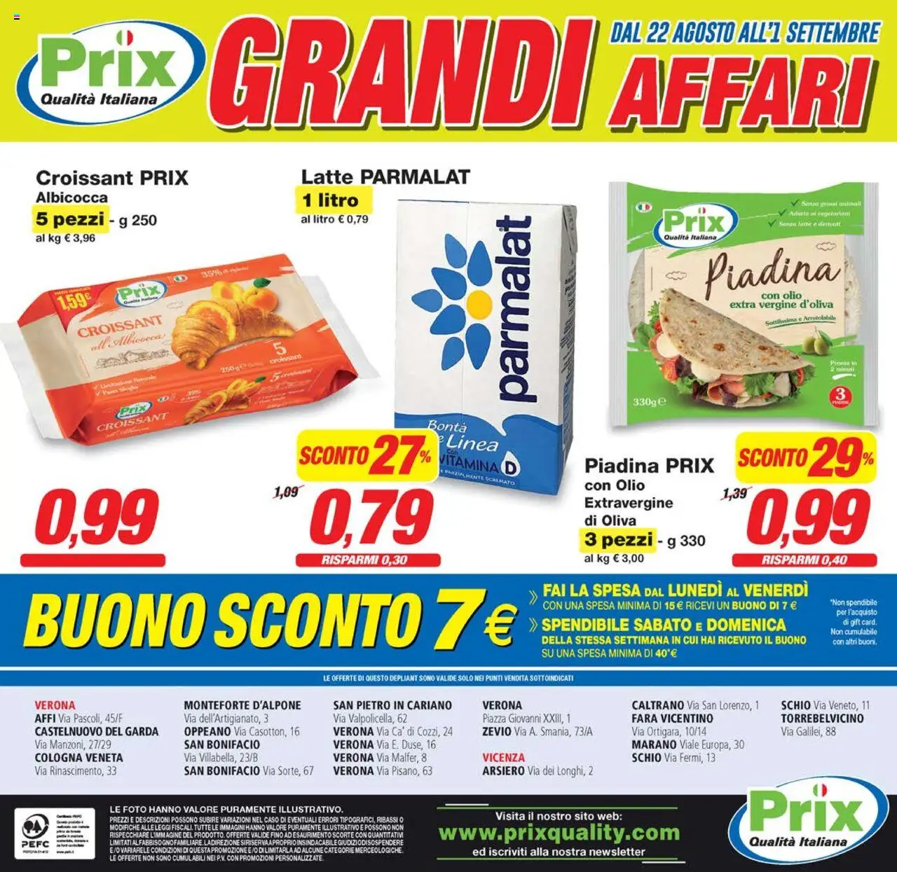 Volantino Prix del 22.08.2025 | Pagina: 16 | Prodotti: Latte, Olio, Piadina, Croissant