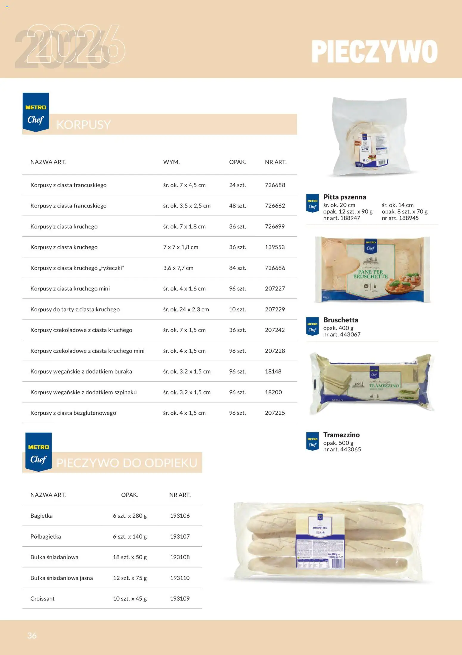 Makro gazetka - Produktów marek własnych dla profesjonalnej Gastronomii od 01.03.2026 | Strona: 36 | Produkty: Pieczywo, Bruschetta, Bułka, Bagietka