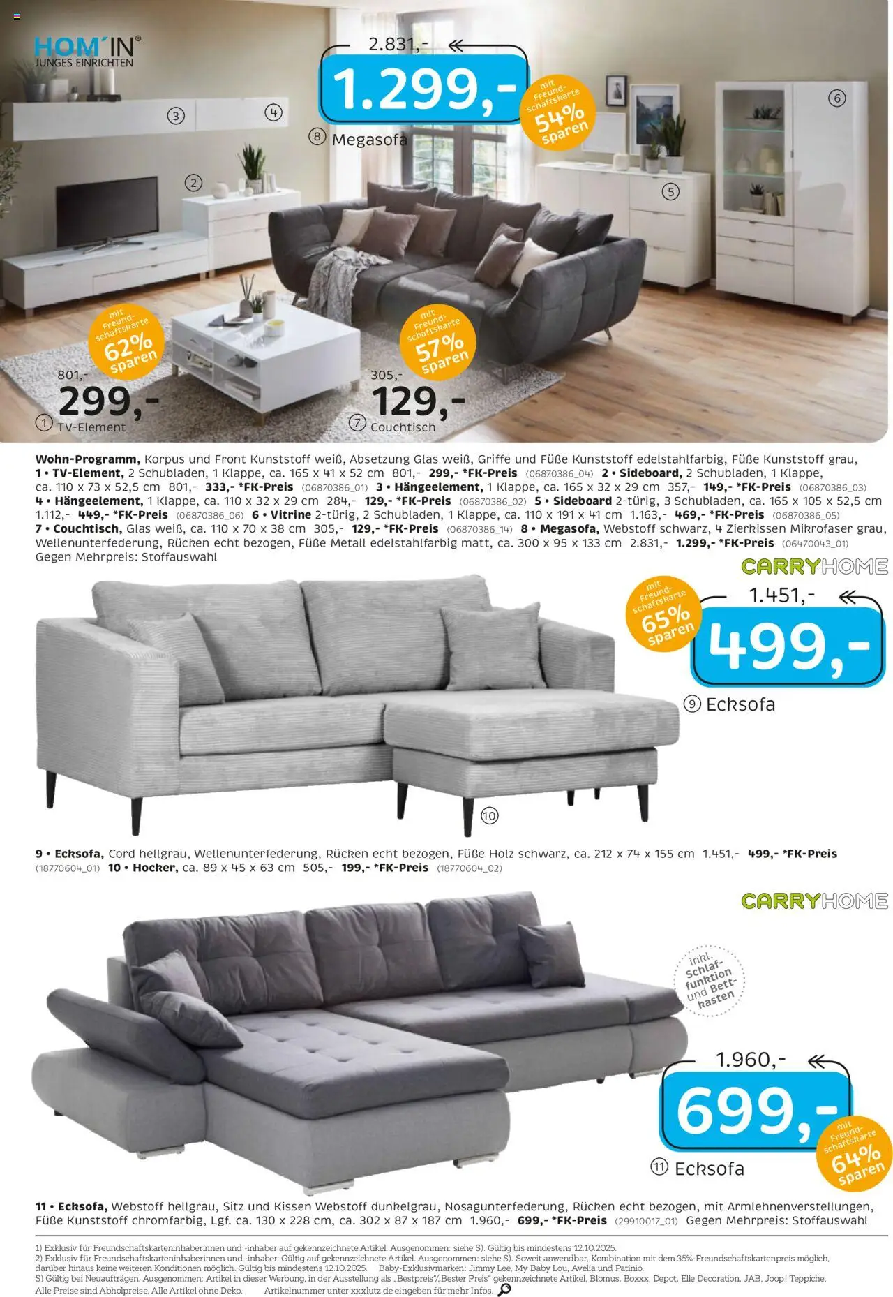 XXXL Lutz Junges Wohnen – gültig ab 29.09.2025 | Seite: 2 | Produkte: Sideboard, Ecksofa, Vitrine, Couchtisch