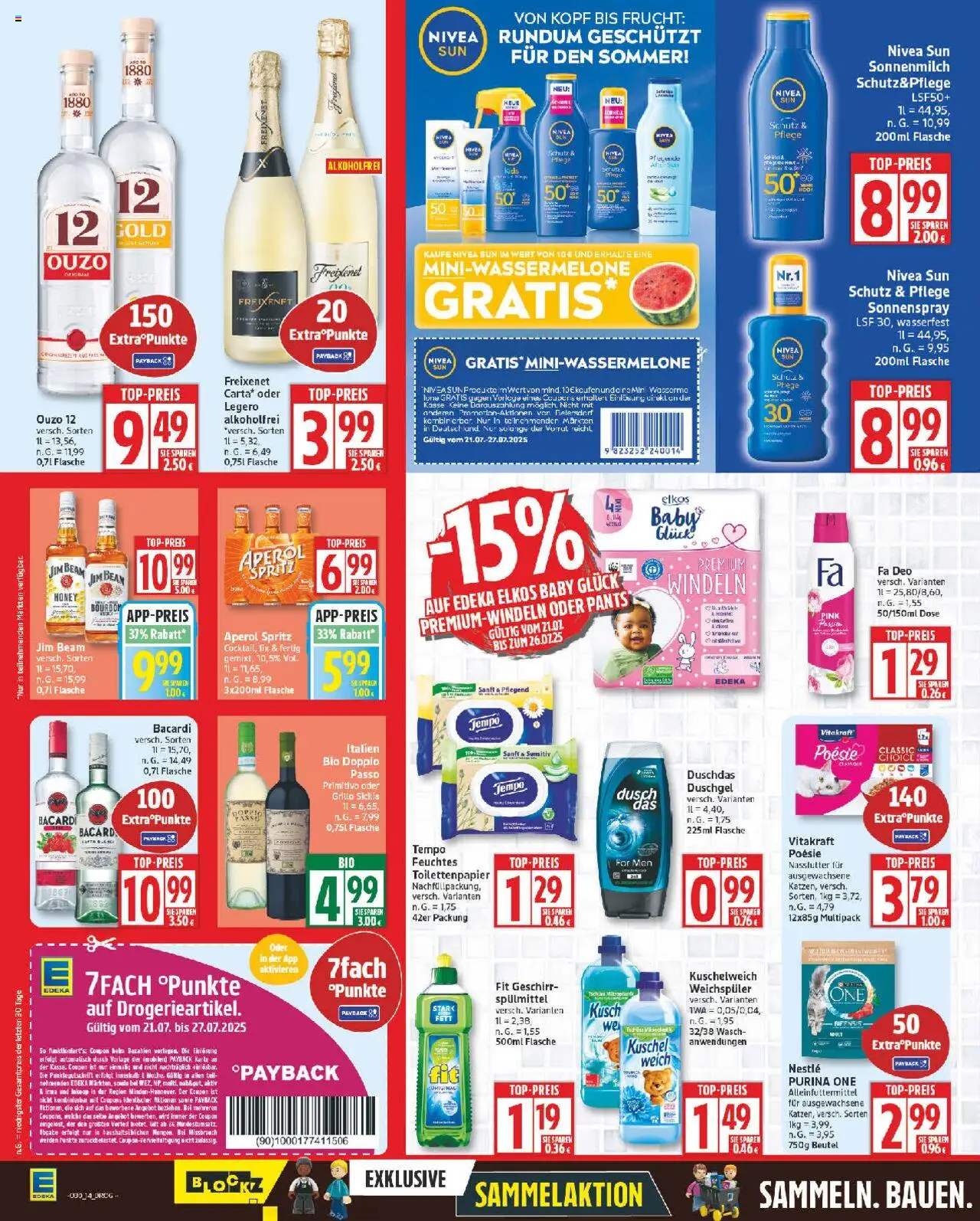 Edeka Prospekt 	 - gültig ab dem 21.07.2025 | Seite: 14 | Produkte: Ouzo 12, Jim beam, Tempo, Aperol