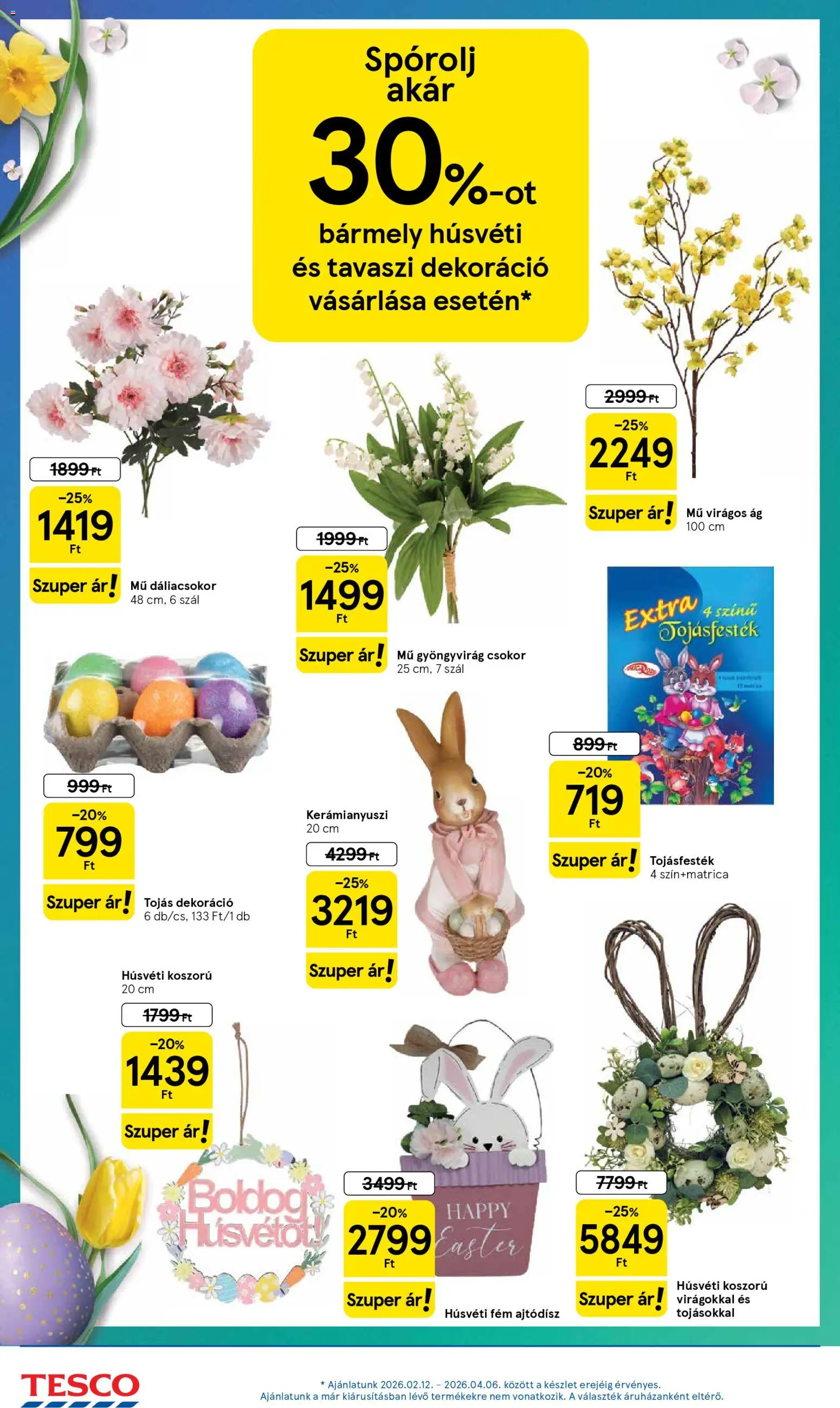 Tesco akciós ujság - amely érvényes a következő dátumtól: 12.03.2026 | Oldal: 12 | Termékek: Tojásfesték, Tojás, Dekoráció, Koszorú
