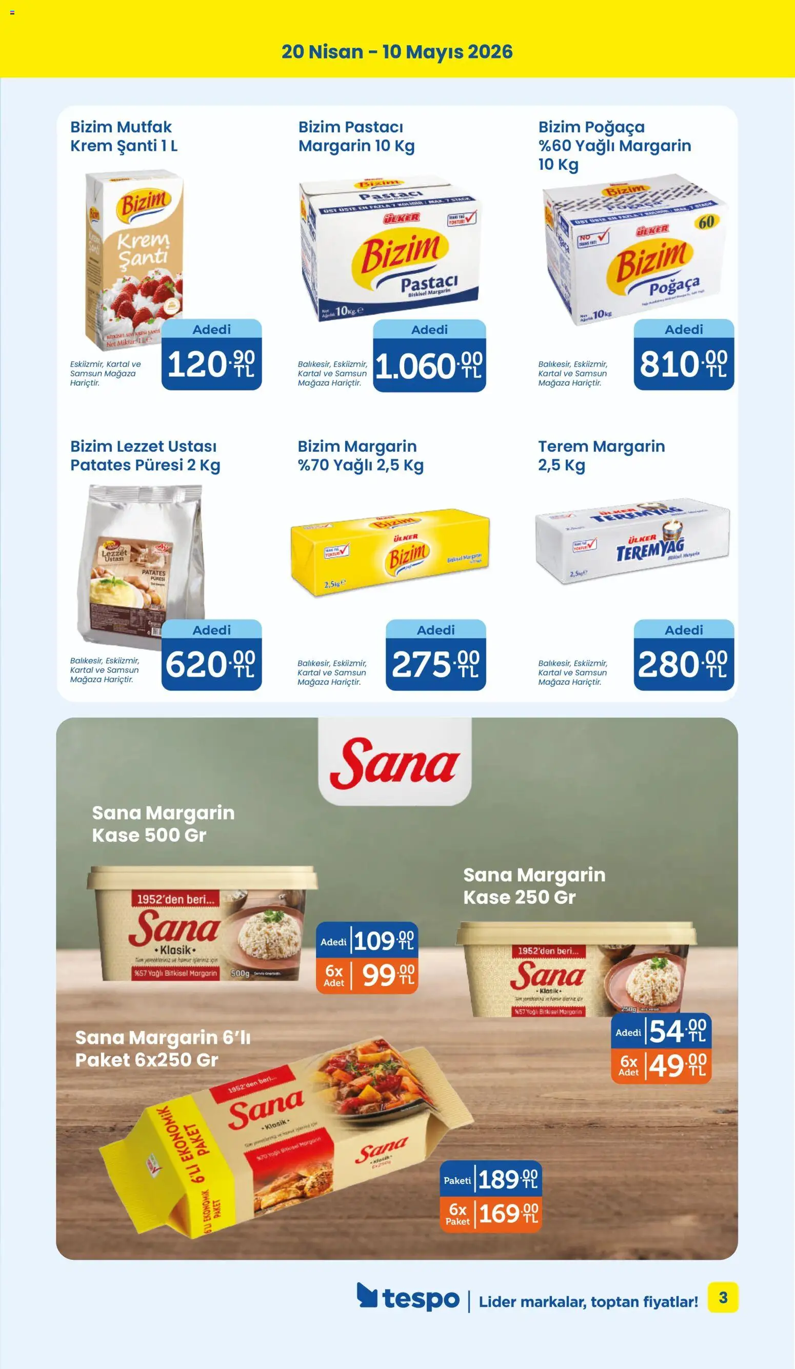 Tespo Katalog - 20.04.2026 tarihinden itibaren geçerlidir | Sayfa: 3 | Ürünler: Kaşe, Krem, Patates