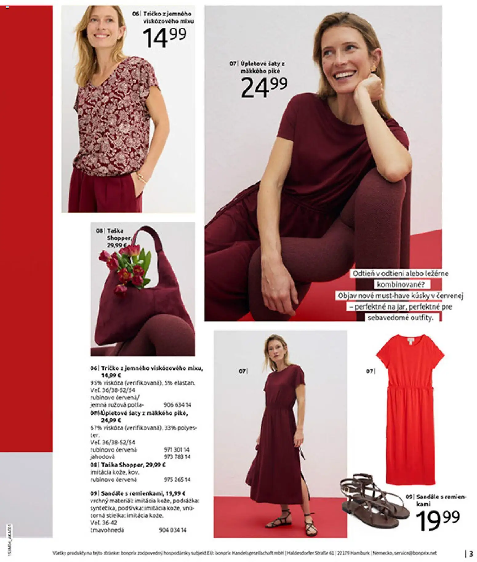 Nové Bonprix akcie – leták je platný od 31.03.2026 | Strana: 5 | Produkty: Šaty, Tričko, Sandále, Taška