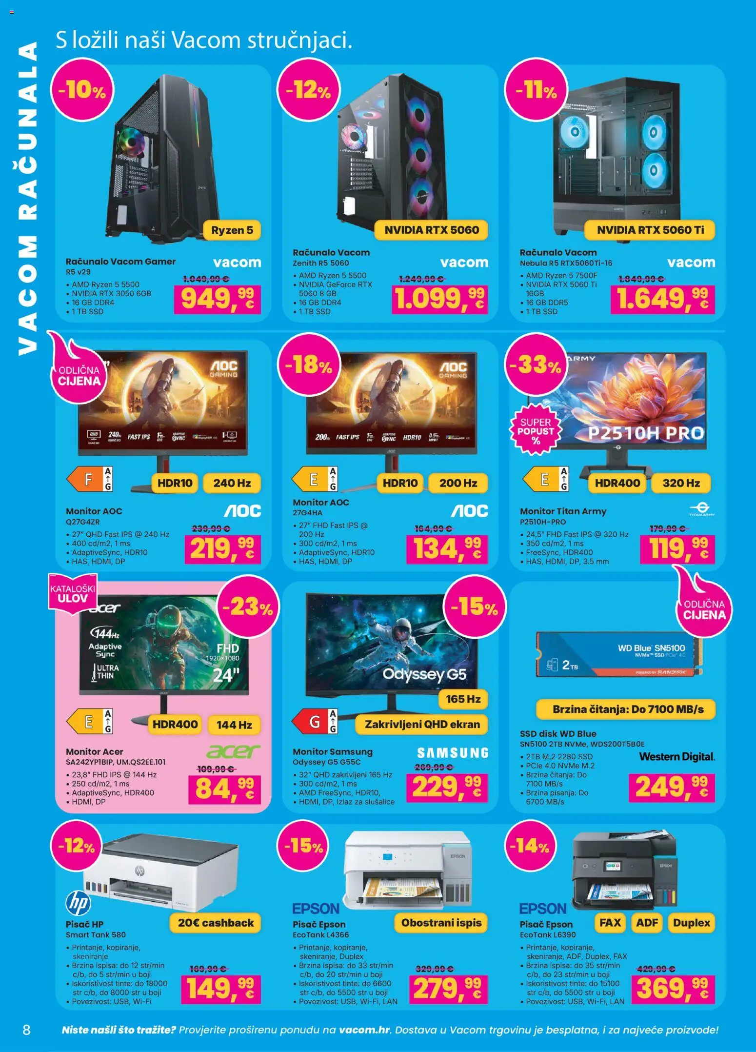 Vacom katalog | vrijedi od 23.03.2026 | Stranica: 8 | Proizvodi: Monitor, Računalo, Slušalice, Disk