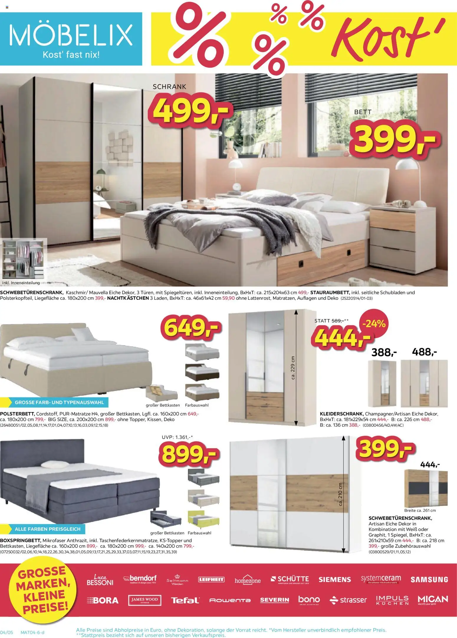 Möbelix Angebote gültig ab 21.04.2026 | Seite: 4 | Produkte: Bett, Schrank, Samsung