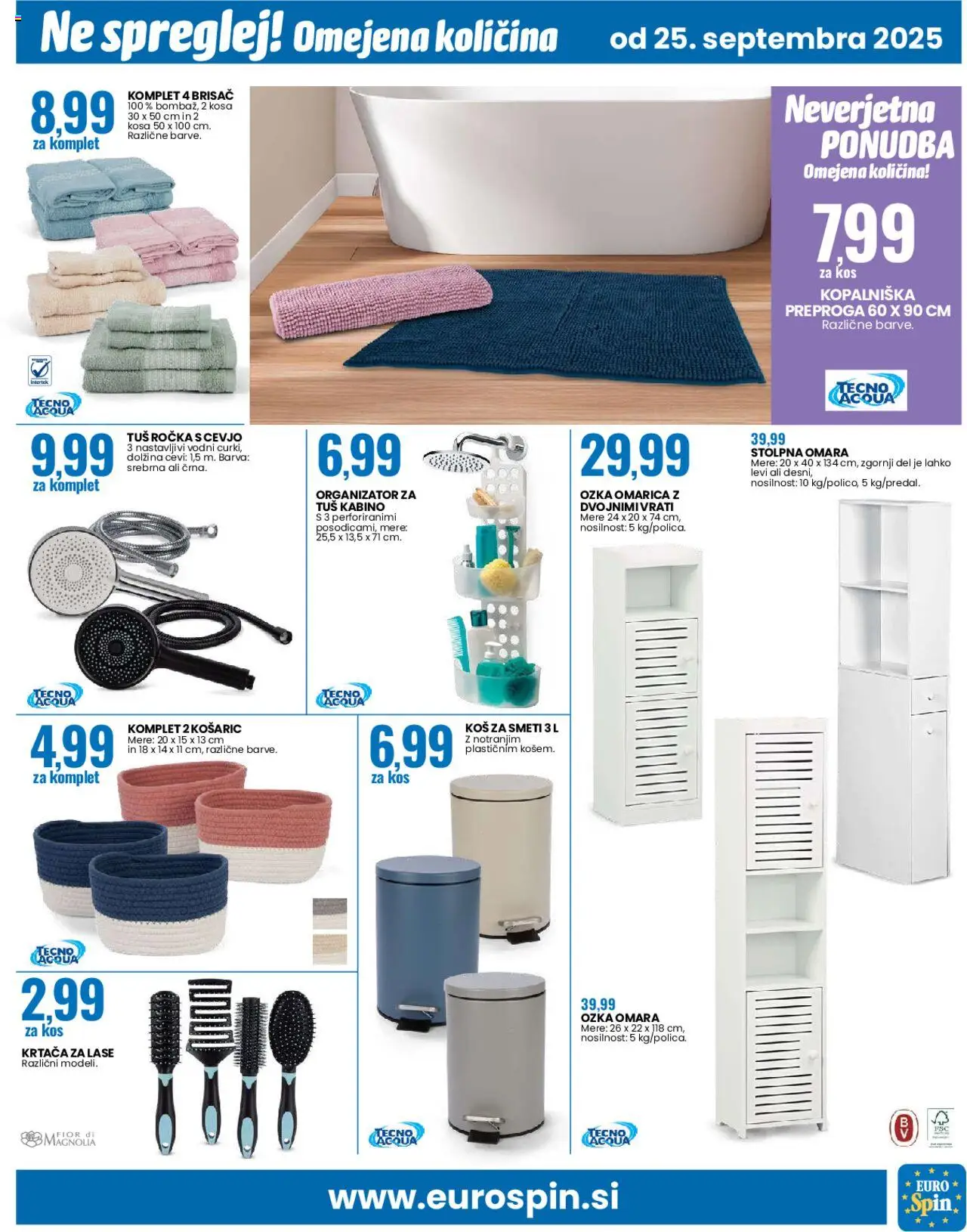 Novi Eurospin katalog ponudbe – veljaven od 25.09.2025 | Stran: 15 | Izdelki: Omara, Preproga, Krtaca, Barva