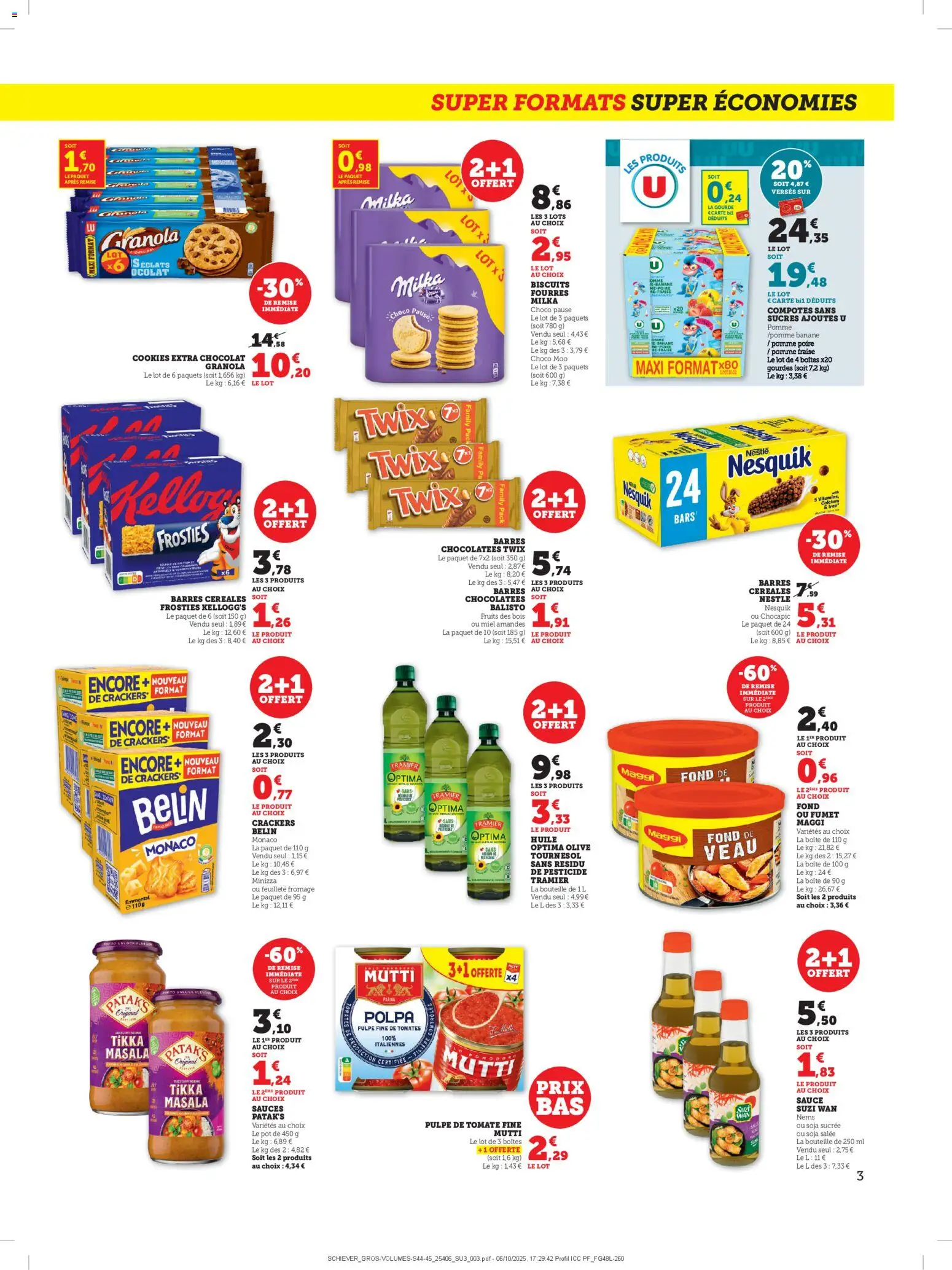 {H1} | Page: 3 | Produits: Crackers, Banane, Huile, Tomates