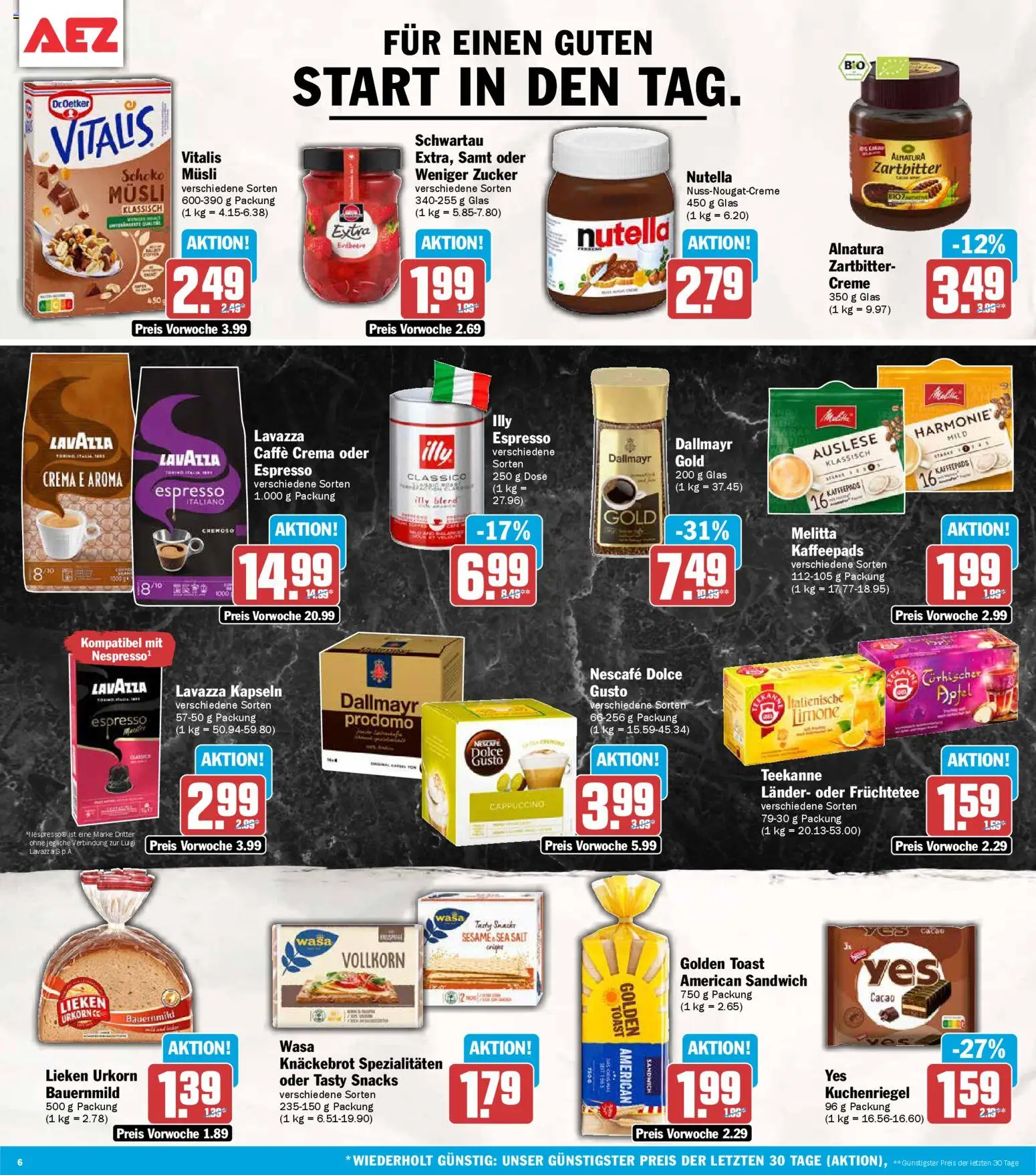 AEZ Prospekt 	 – gültig ab 16.03.2026 | Seite: 6 | Produkte: Musli, Toast, Creme, Nutella