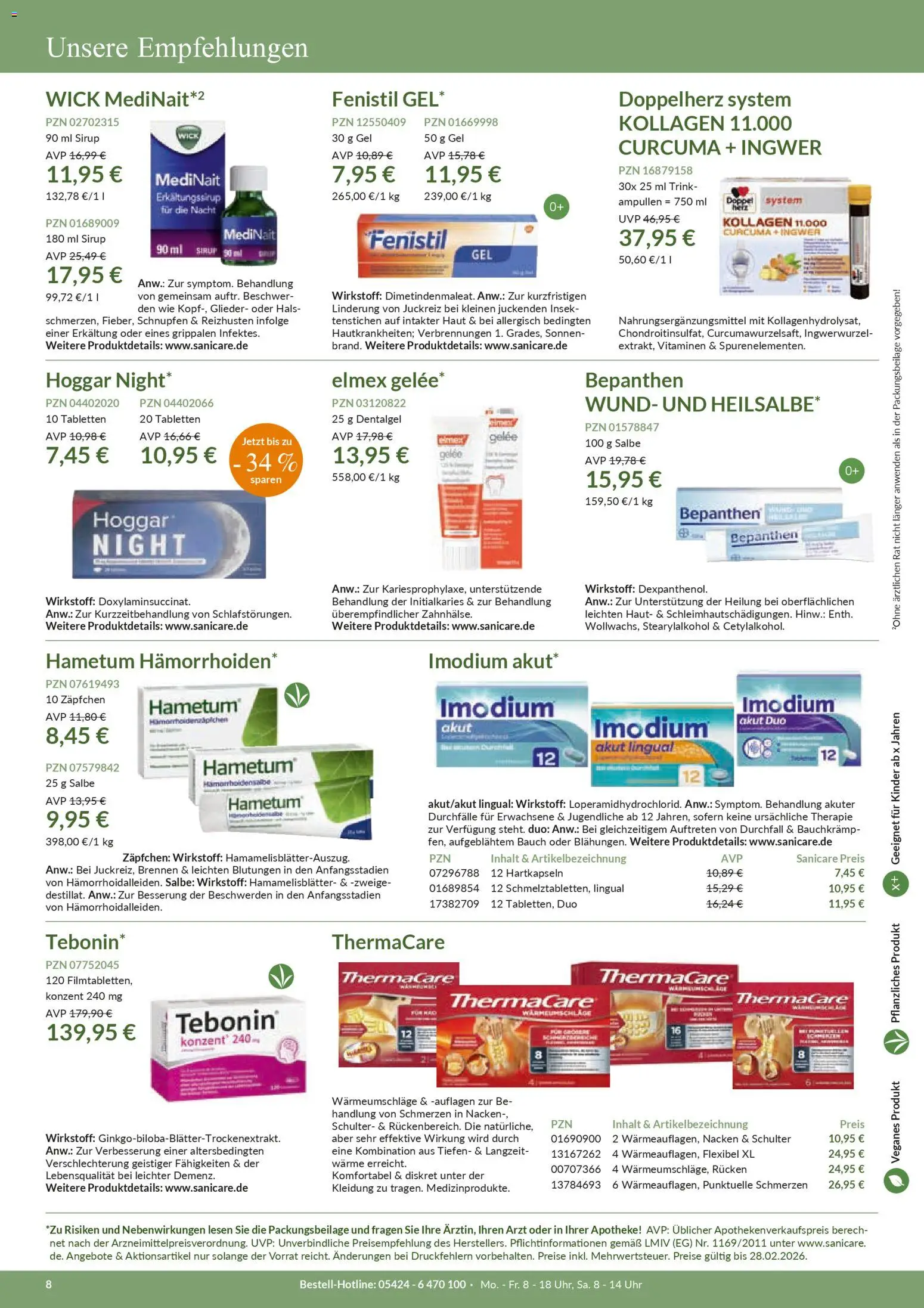 Sanicare Prospekt 	 – gültig ab 04.02.2026 | Seite: 8 | Produkte: Sirup, Uhr