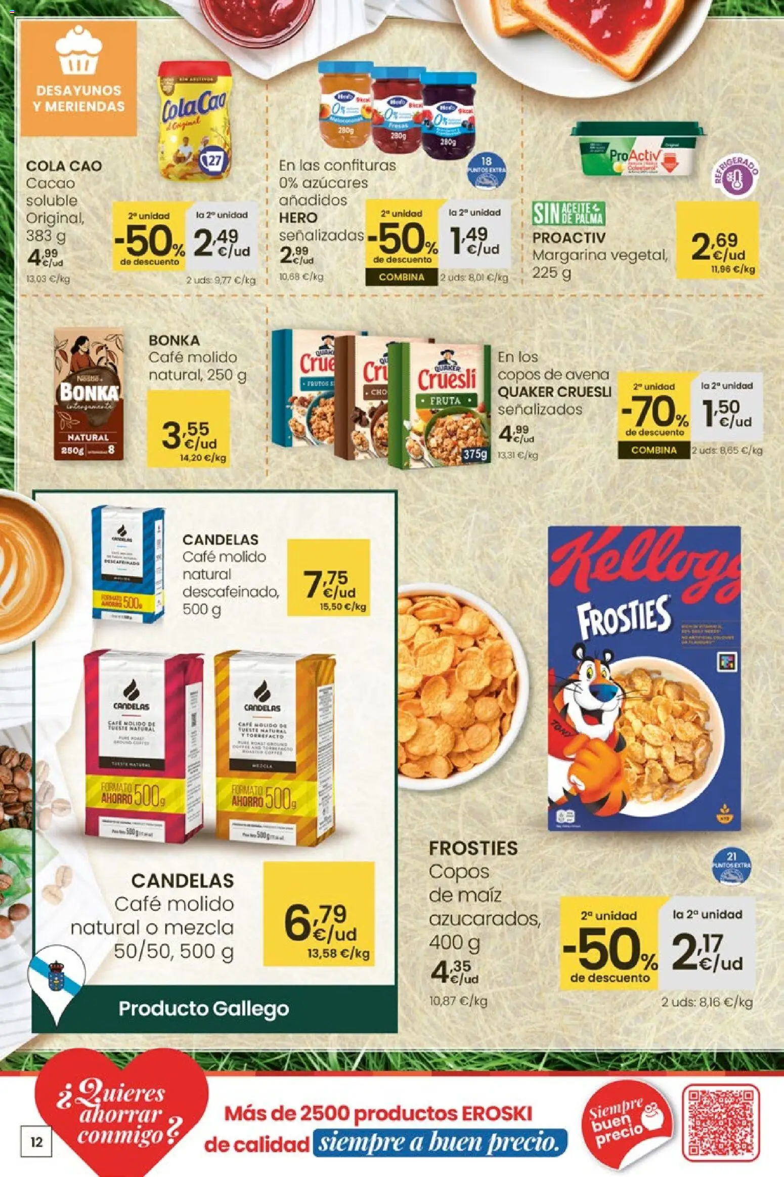 Eroski Quieres ahorrar conmigo │ válido desde el 16.04.2026 | Página: 12 | Productos: Café, Café molido, Copos, Margarina