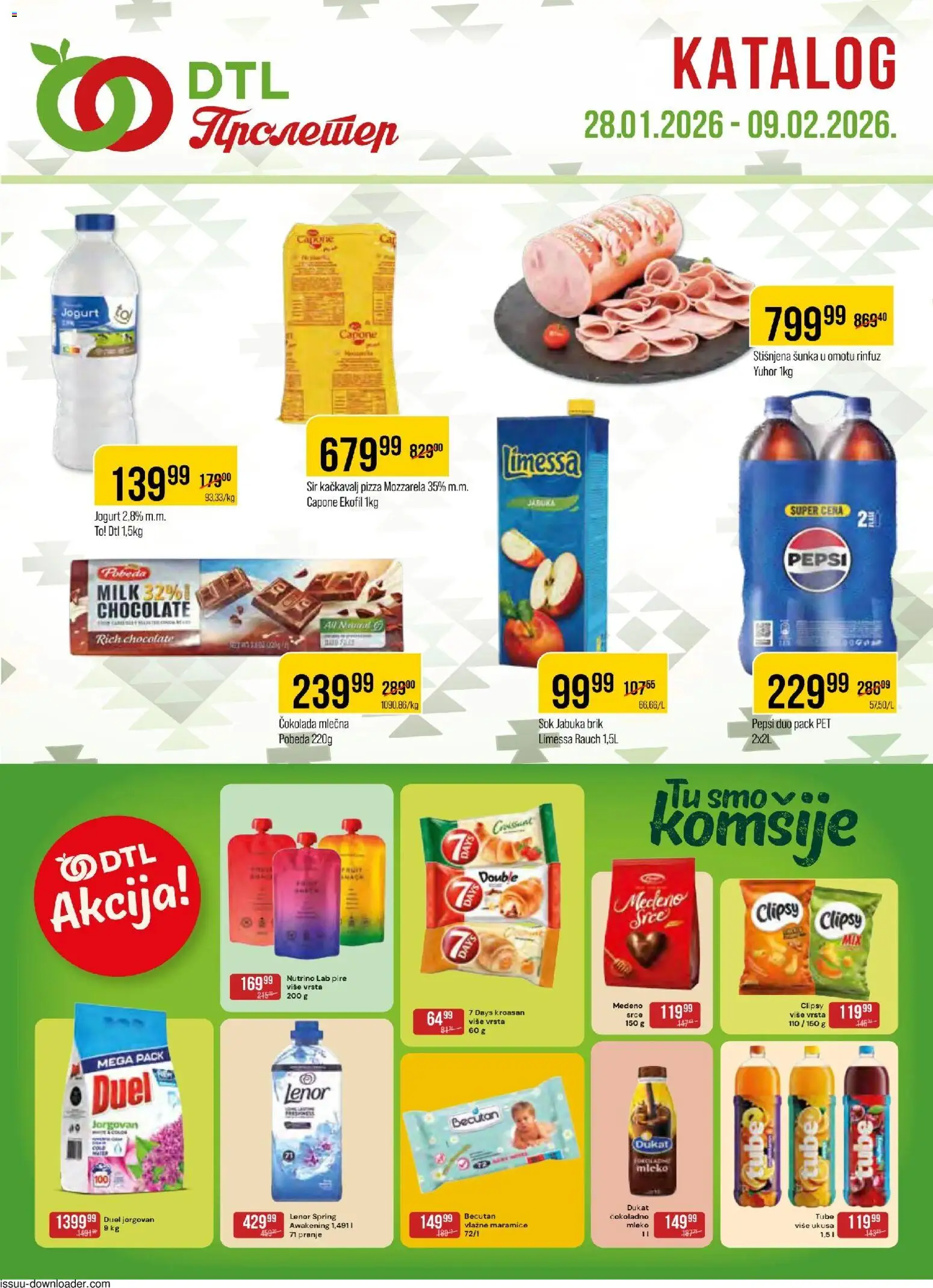 Metalac Proleter katalog - važi od 28.01.2026 | Strana: 1 | Proizvode: Čokolada, Šunka, Vlažne maramice, Pepsi