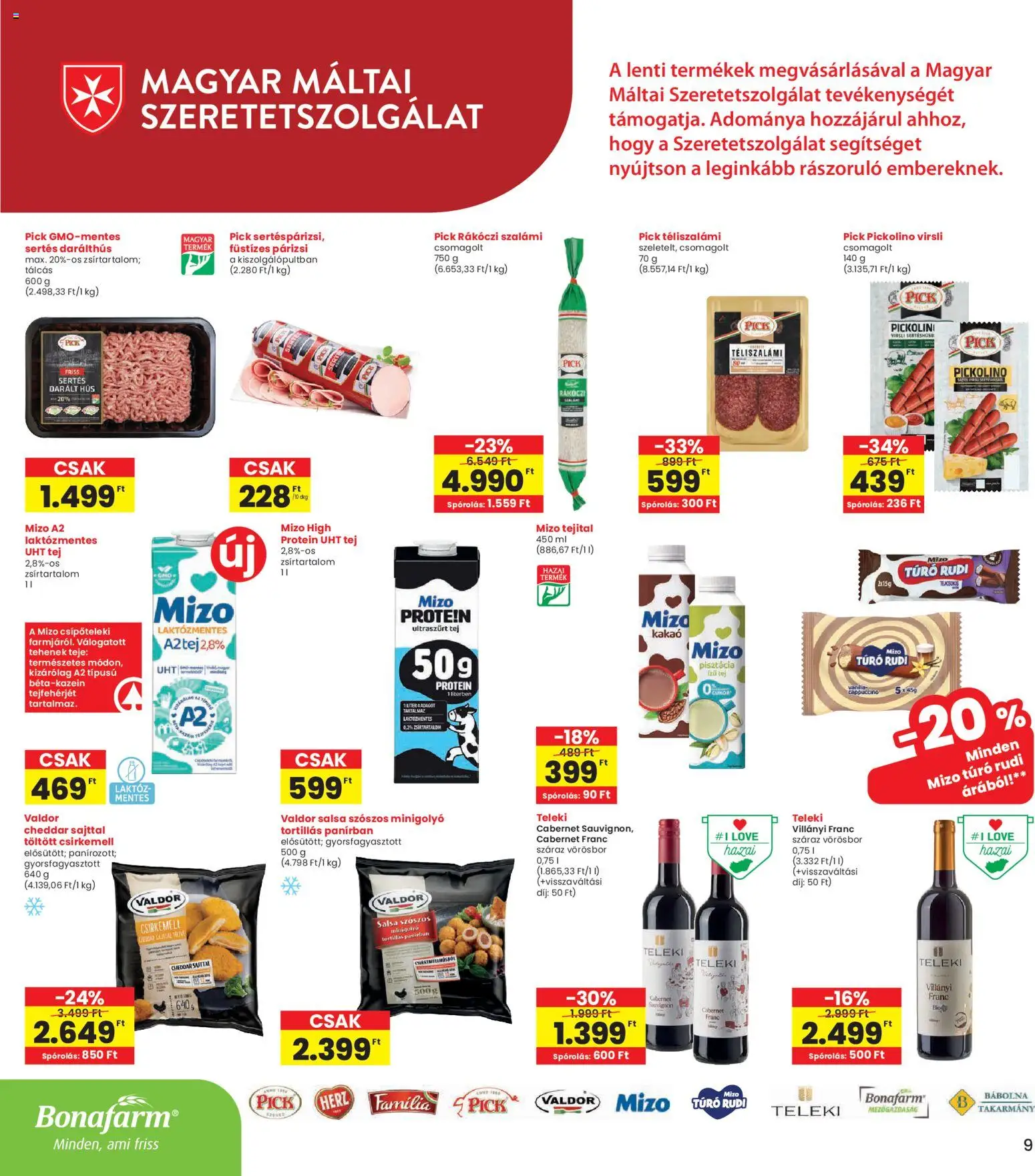 Interspar akciós ujság - amely érvényes a következő dátumtól: 16.04.2026 | Oldal: 9 | Termékek: Darált hús, Túró rudi, Cheddar, Túró