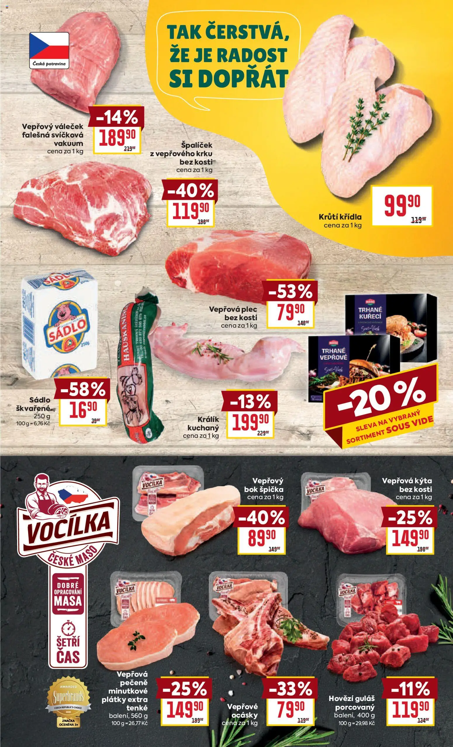 Billa Velký leták od 22.04.2026 | Strana: 3 | Produkty: Sádlo, Králík, Vepřový váleček, Guláš