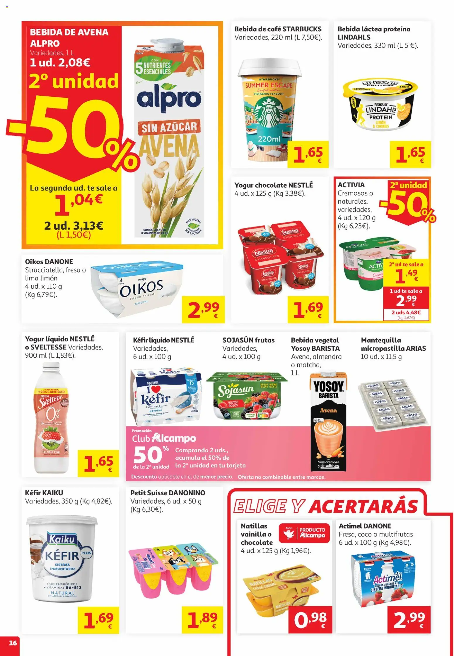 Alcampo Canarias │ válido desde el 05.05.2026 | Página: 16 | Productos: Yogur, Café, Chocolate, Té