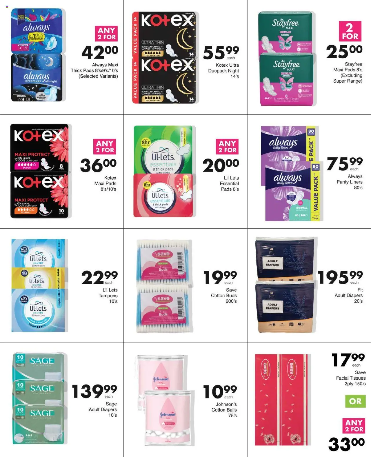 New Save catalogue – valid from 11.09.2025 | Page: 65 | Products: Lock, Pads, Panty liners, Tissues
