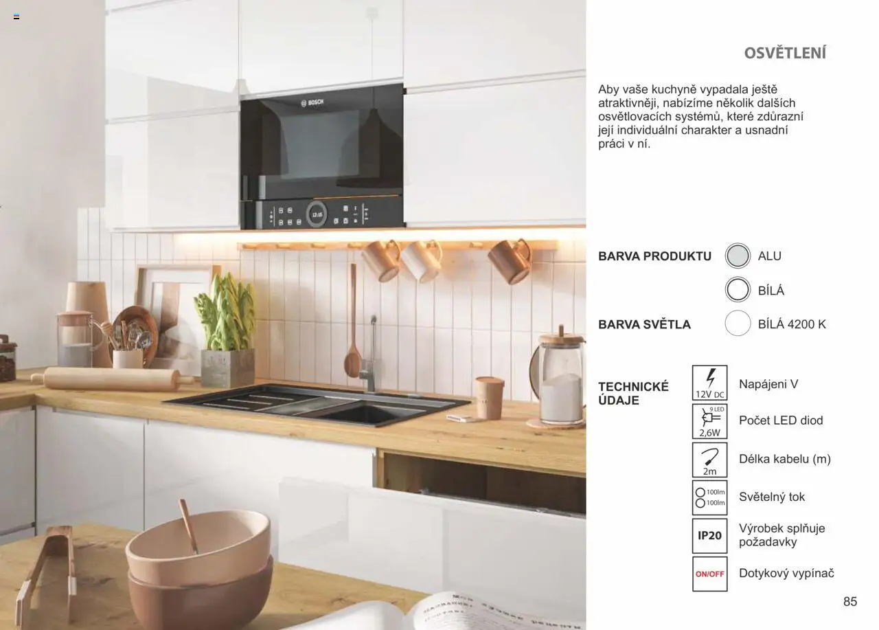 Jamall nábytek katalog - Kuchyně od 17.04.2025 | Strana: 85 | Produkty: Vypínač, Kuchyně, LED
