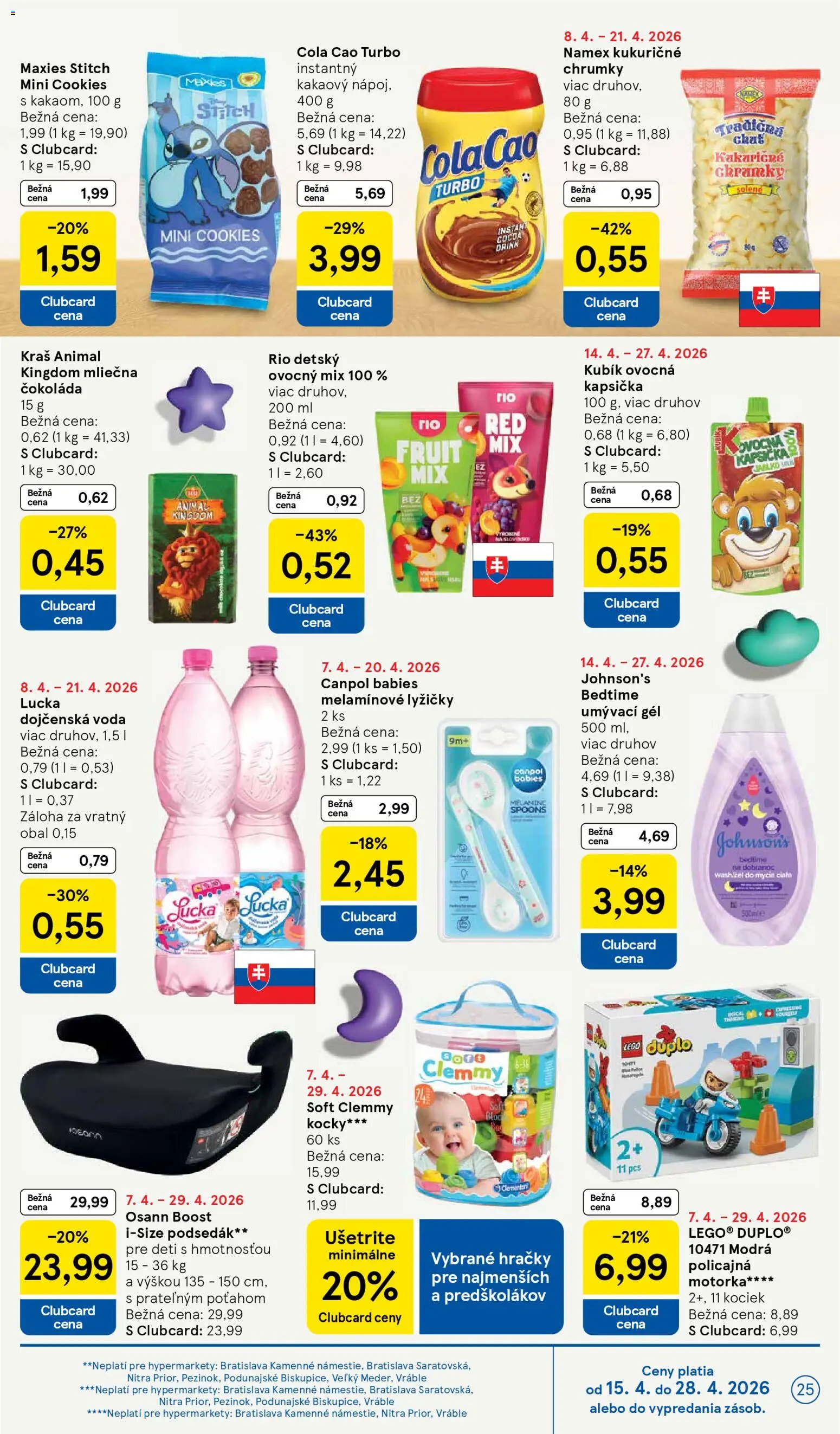 Nové Tesco akcie – leták je platný od 15.04.2026 | Strana: 25 | Produkty: Police, Lucka, Cola
