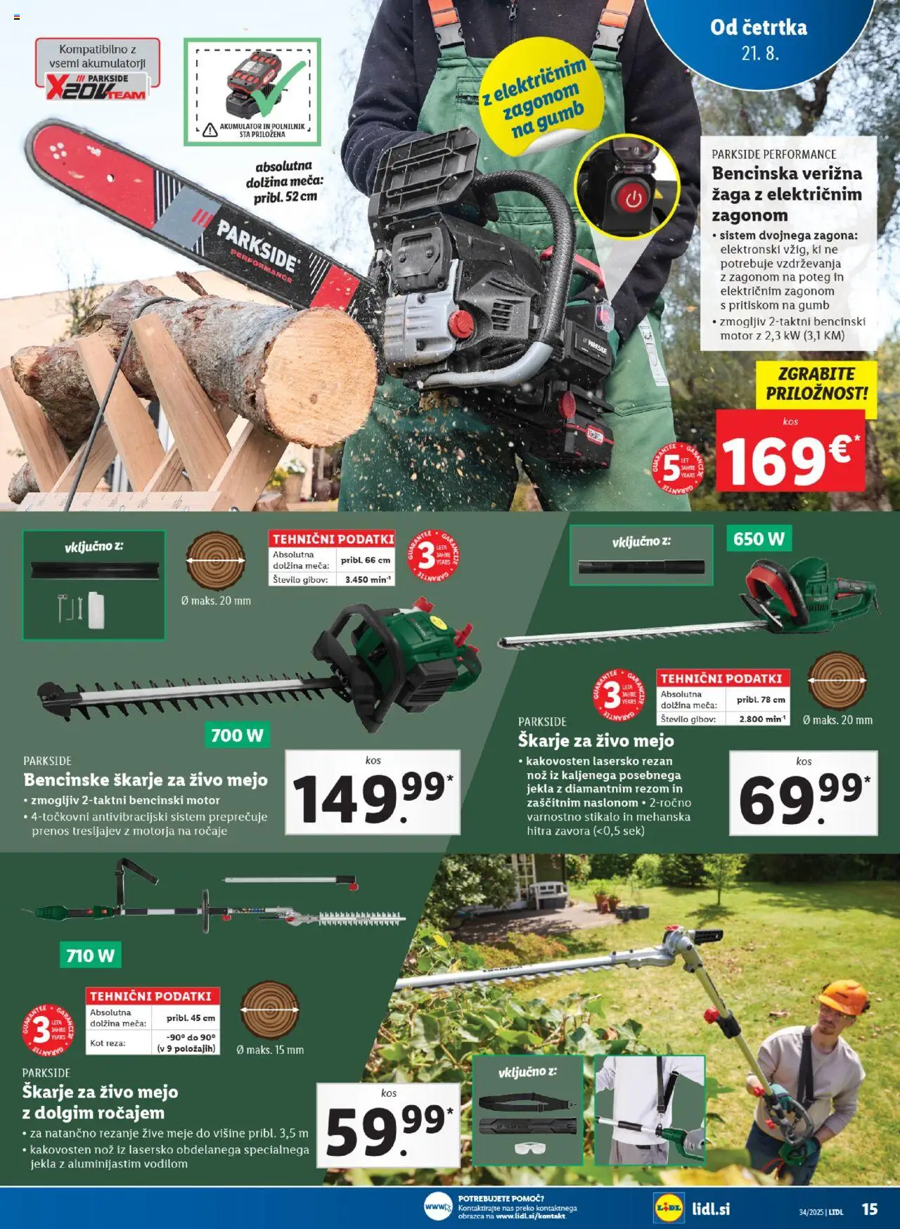 Lidl katalog │ velja od 21.08.2025 | Stran: 29 | Izdelki: Nož, Škarje za živo mejo, Akumulator, Polnilnik