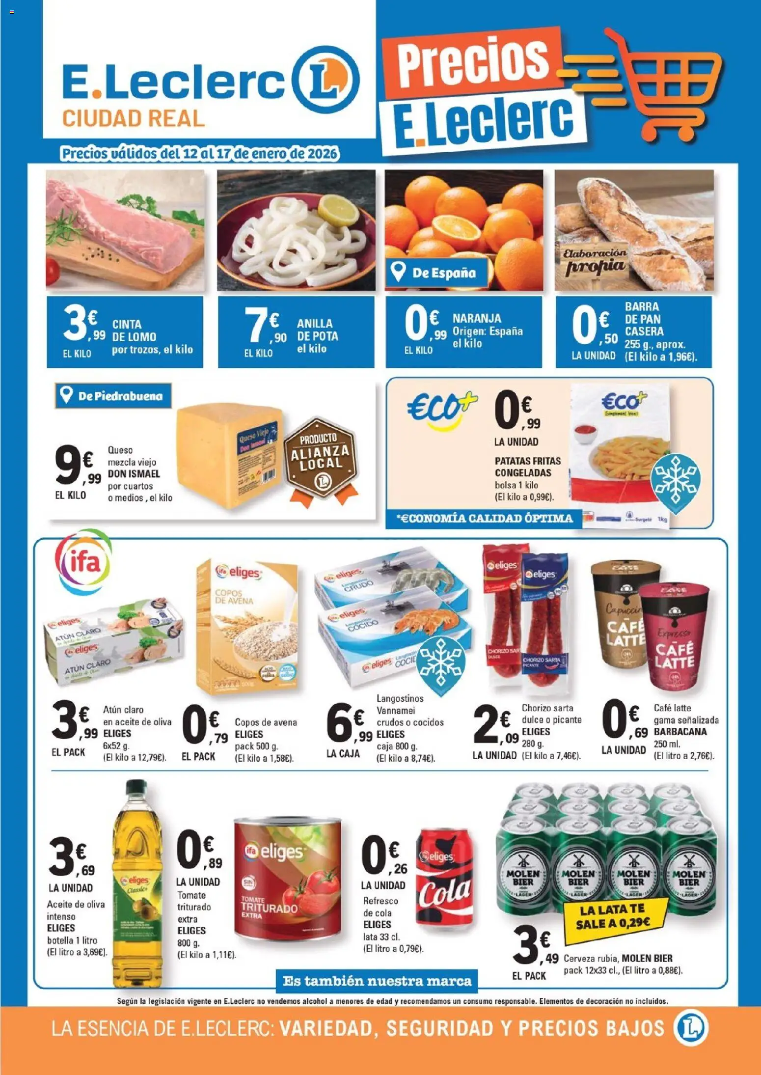 E.Leclerc folleto │ válido desde el 12.01.2026 | Página: 1 | Productos: Aceite, Pan, Té, Atún claro
