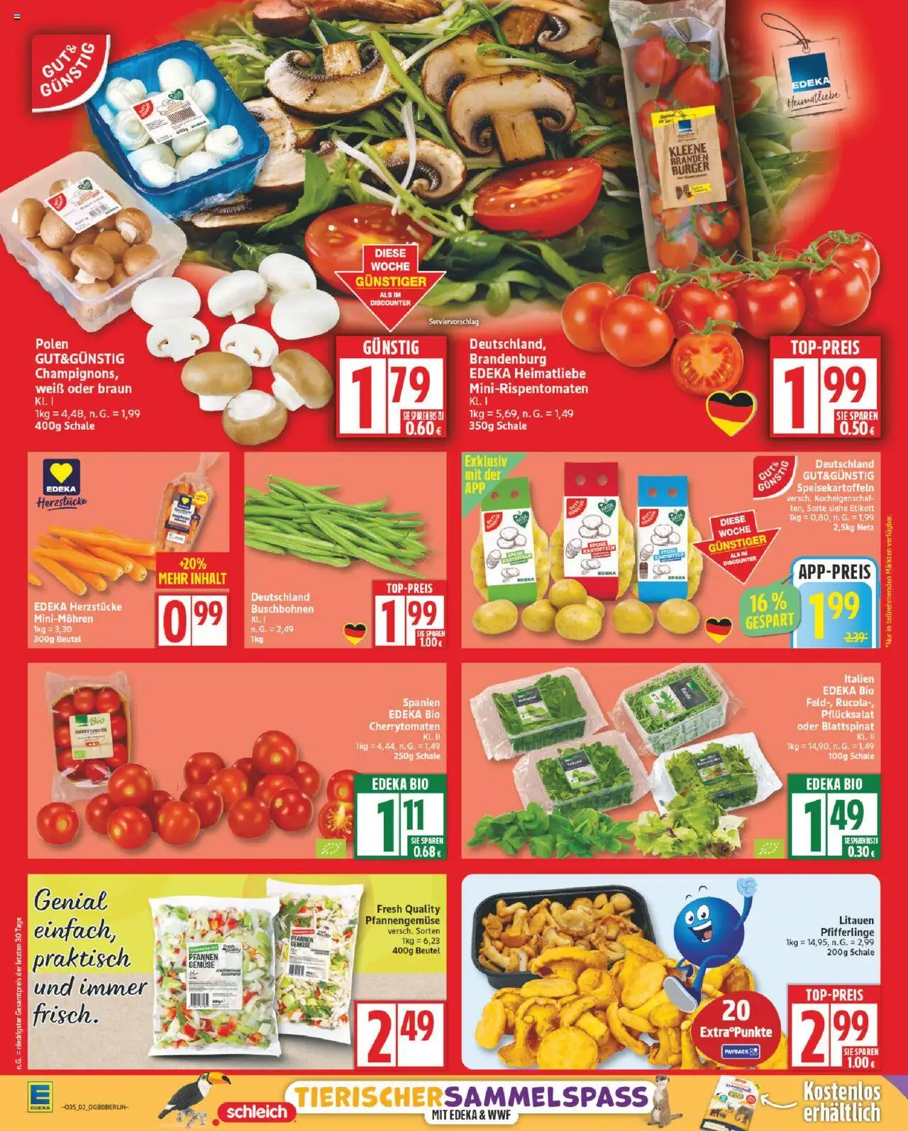 Edeka Prospekt 	 - gültig ab dem 25.08.2025 | Seite: 2 | Produkte: Rucola, Kartoffeln, Gemüse, Pfifferlinge