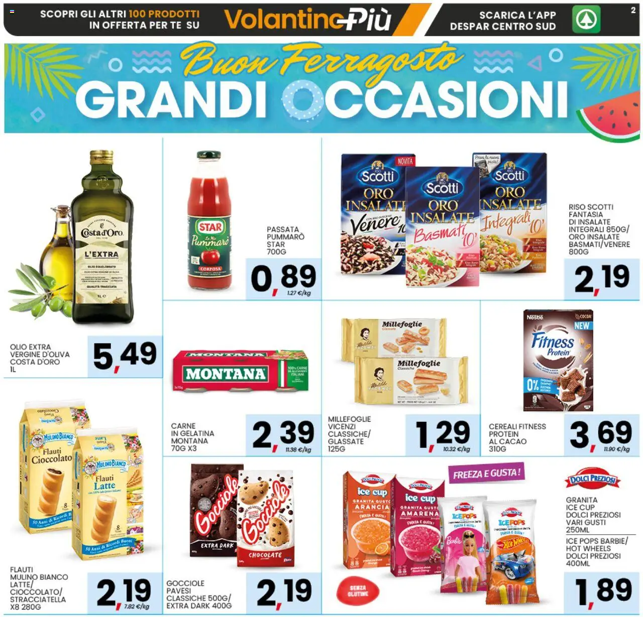 Volantino Interspar del 04.08.2025 | Pagina: 2 | Prodotti: Cioccolato, Tè, Cereali, Olio