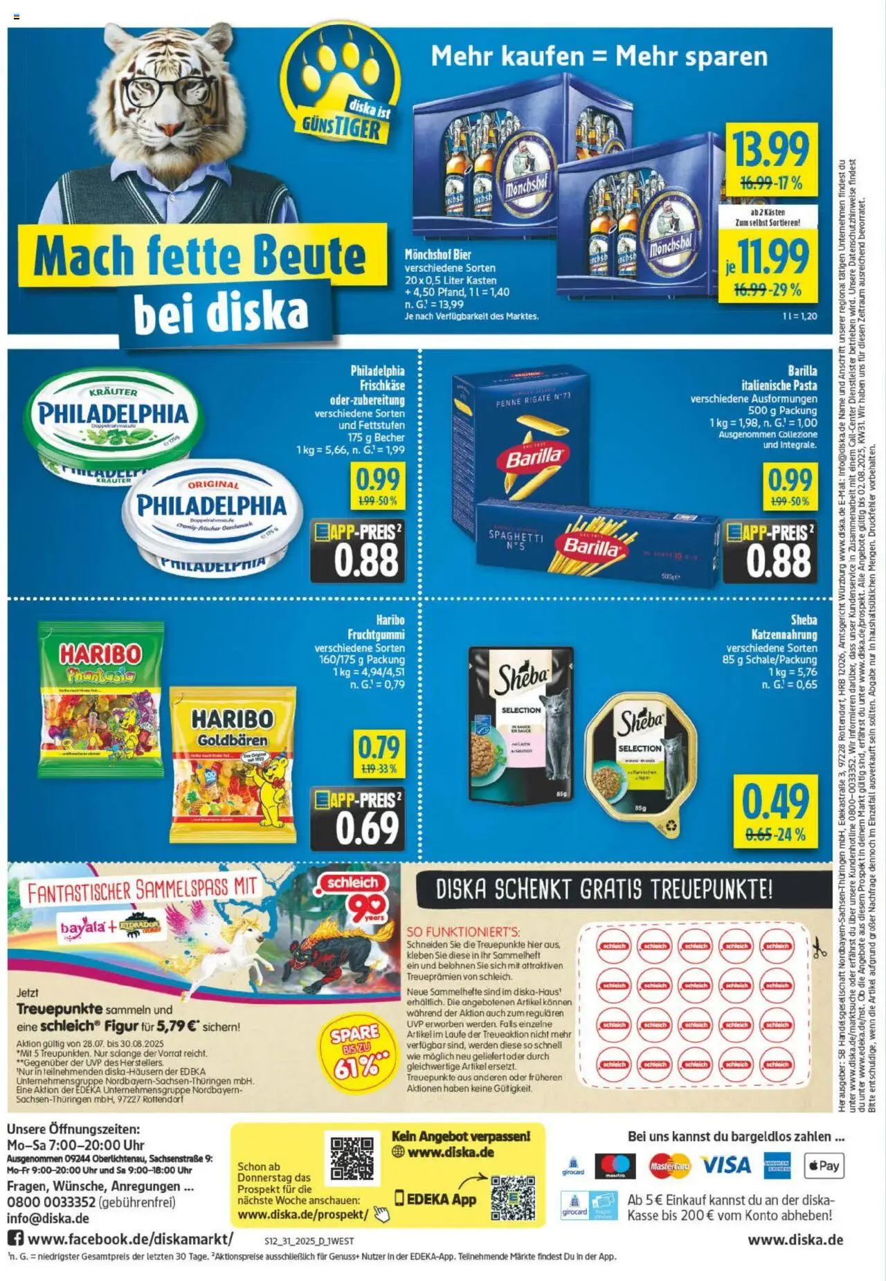 Diska - Bayern - gültig ab dem 28.07.2025 | Seite: 12 | Produkte: Monchshof, Sheba, Pasta, Uhr