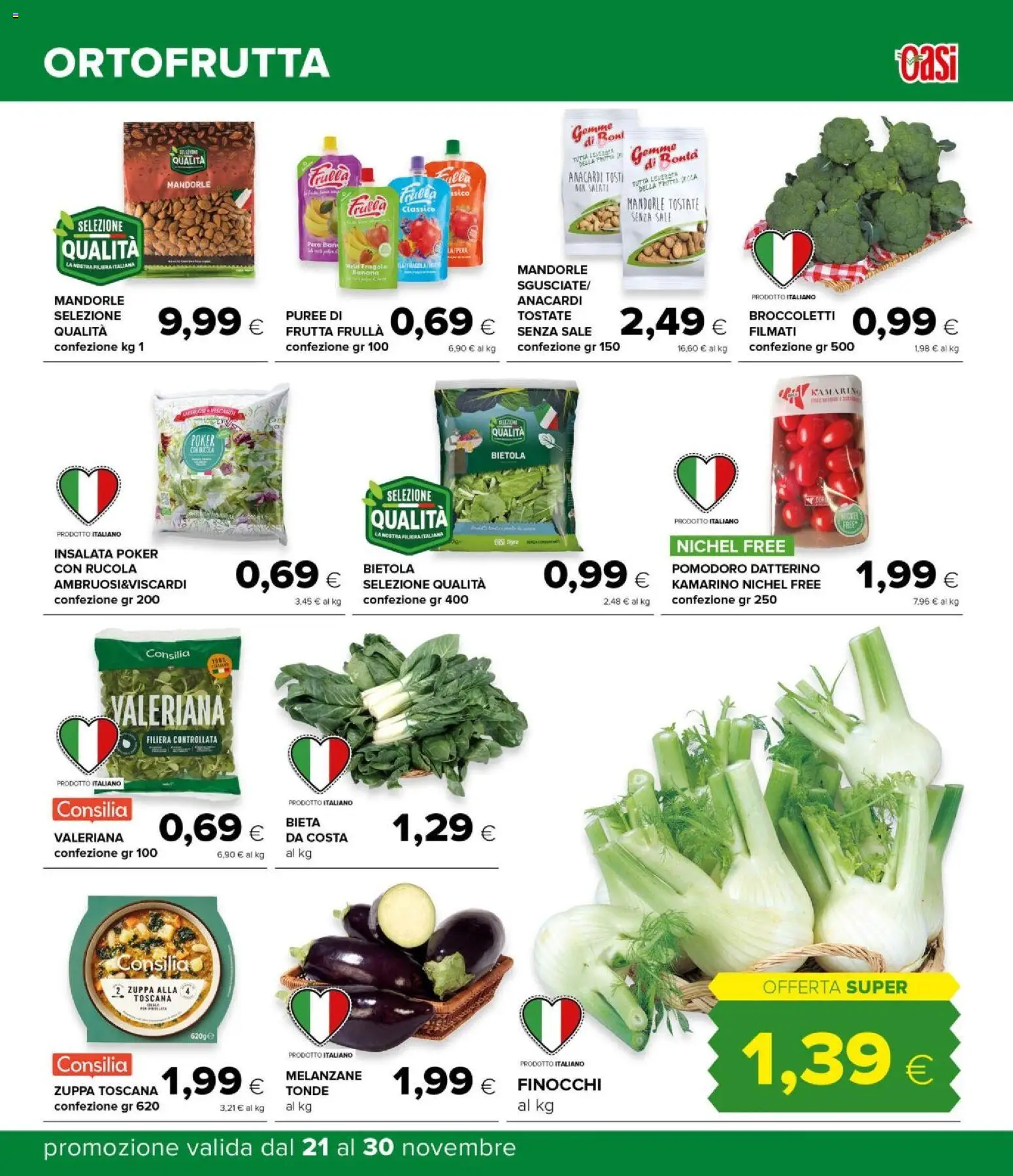 Volantino Oasi del 21.11.2025 | Pagina: 17 | Prodotti: Rucola, Frutta, Pomodoro, Finocchi