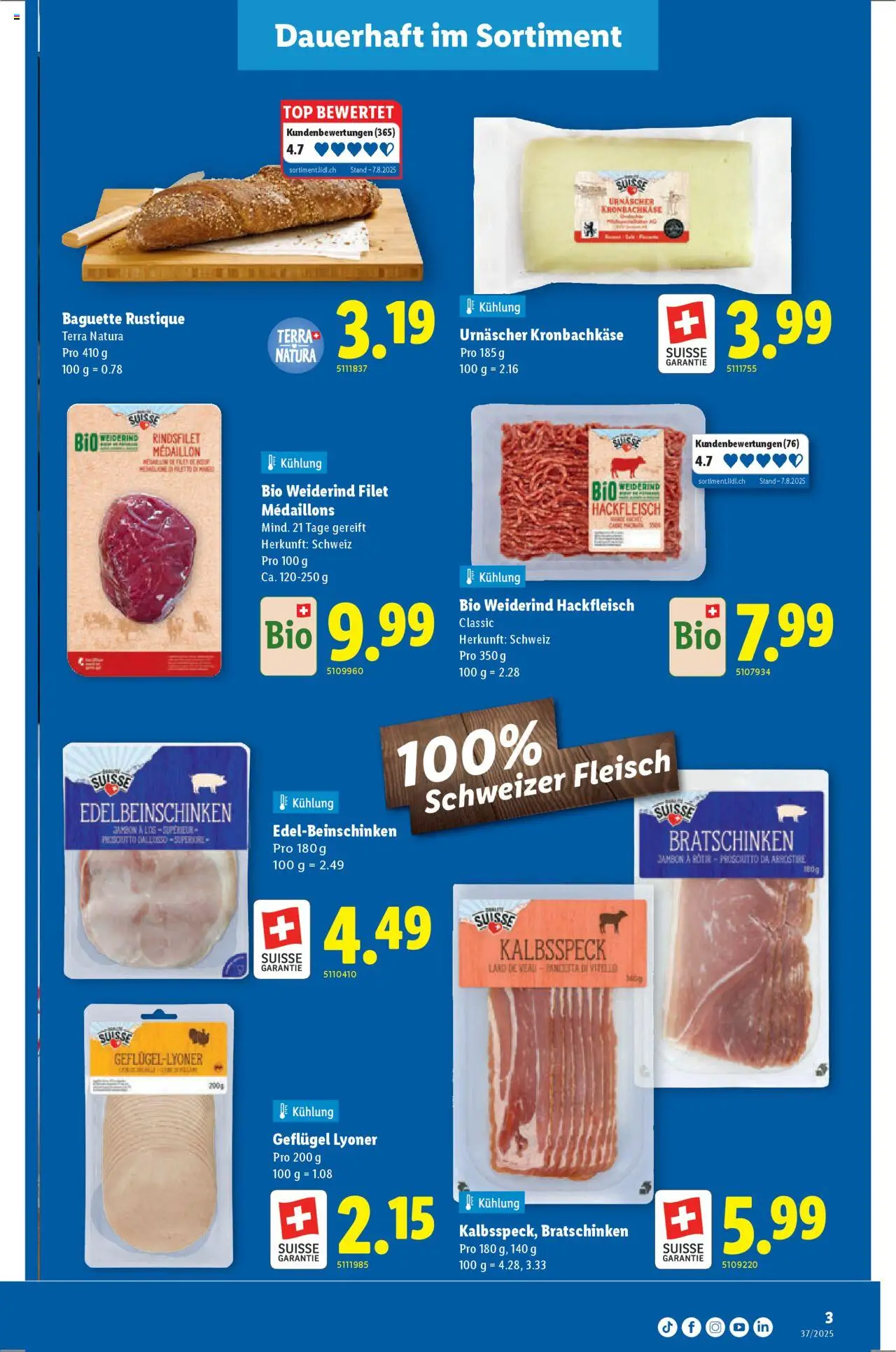 Lidl Aktionen Qualité Suisse – gültig ab 11.09.2025 | Seite: 3 | Produkte: Baguette, Top