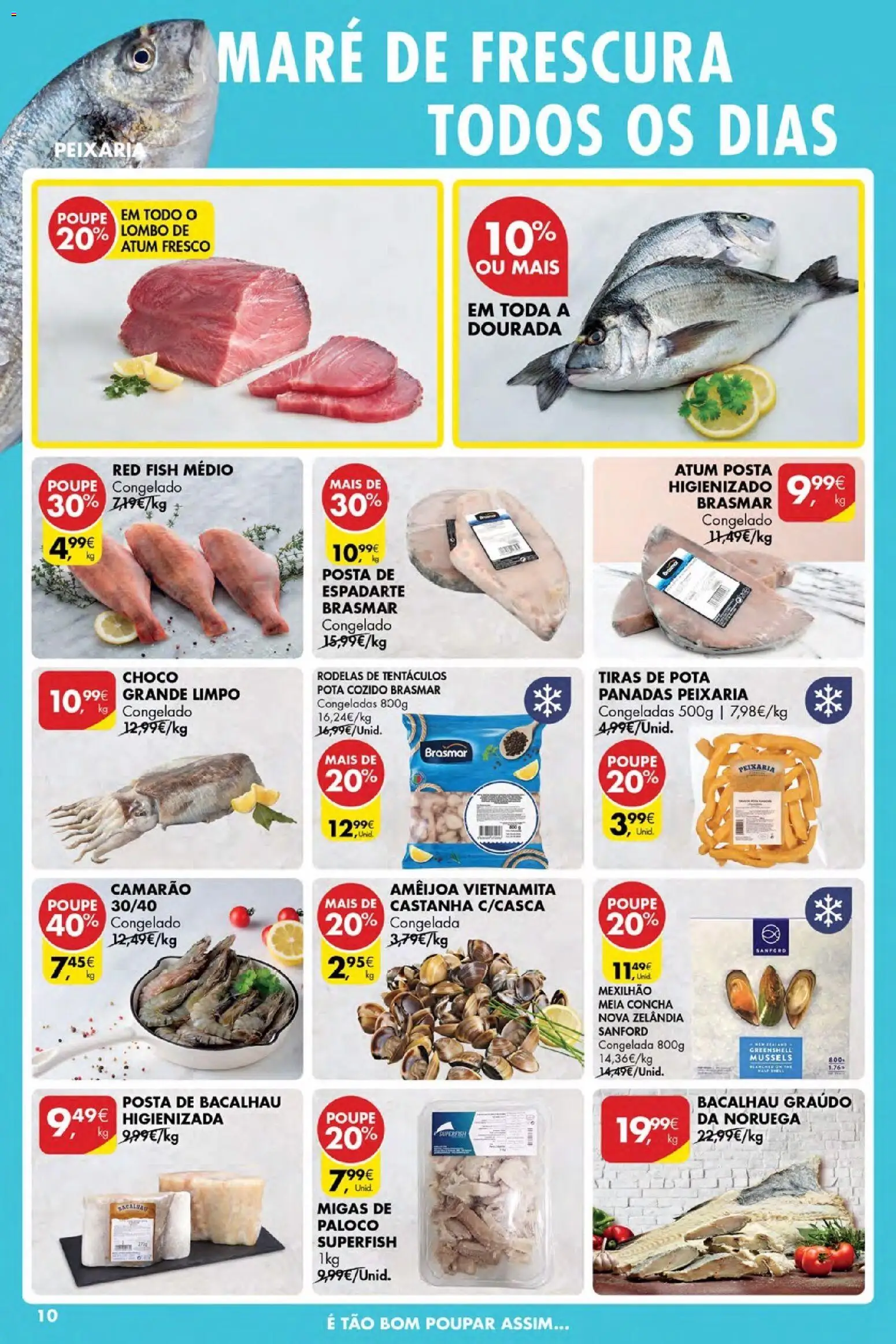 Pingo Doce Poupe Esta Semana Açores │ válido de 19.03.2026 | Página: 10 | Produtos: Dourada, Atum, Bacalhau, Camarão
