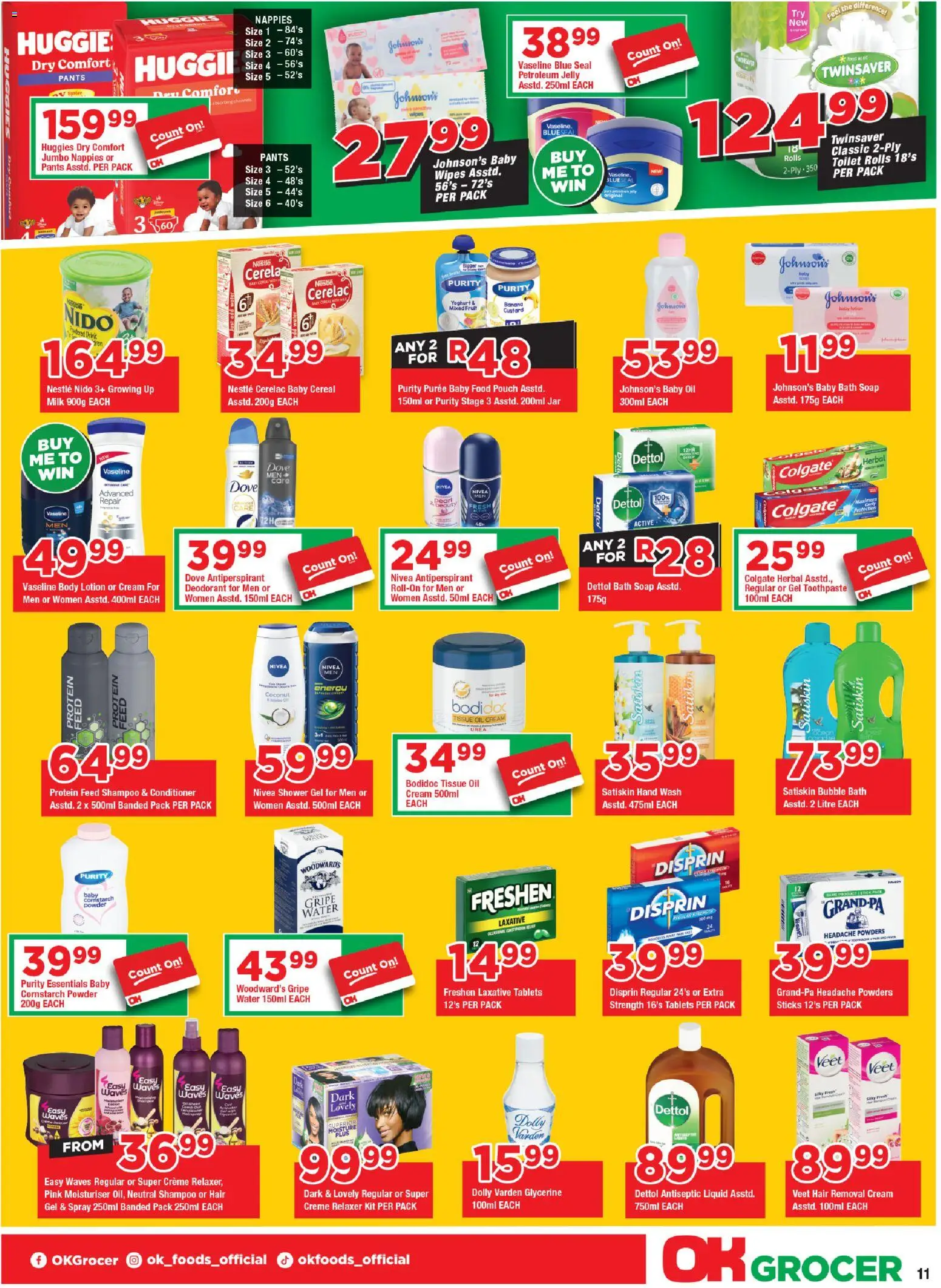 New OK Foods catalogue – valid from 21.01.2026 | Page: 11 | Products: Bath, Antiseptic liquid, Powder, Cream