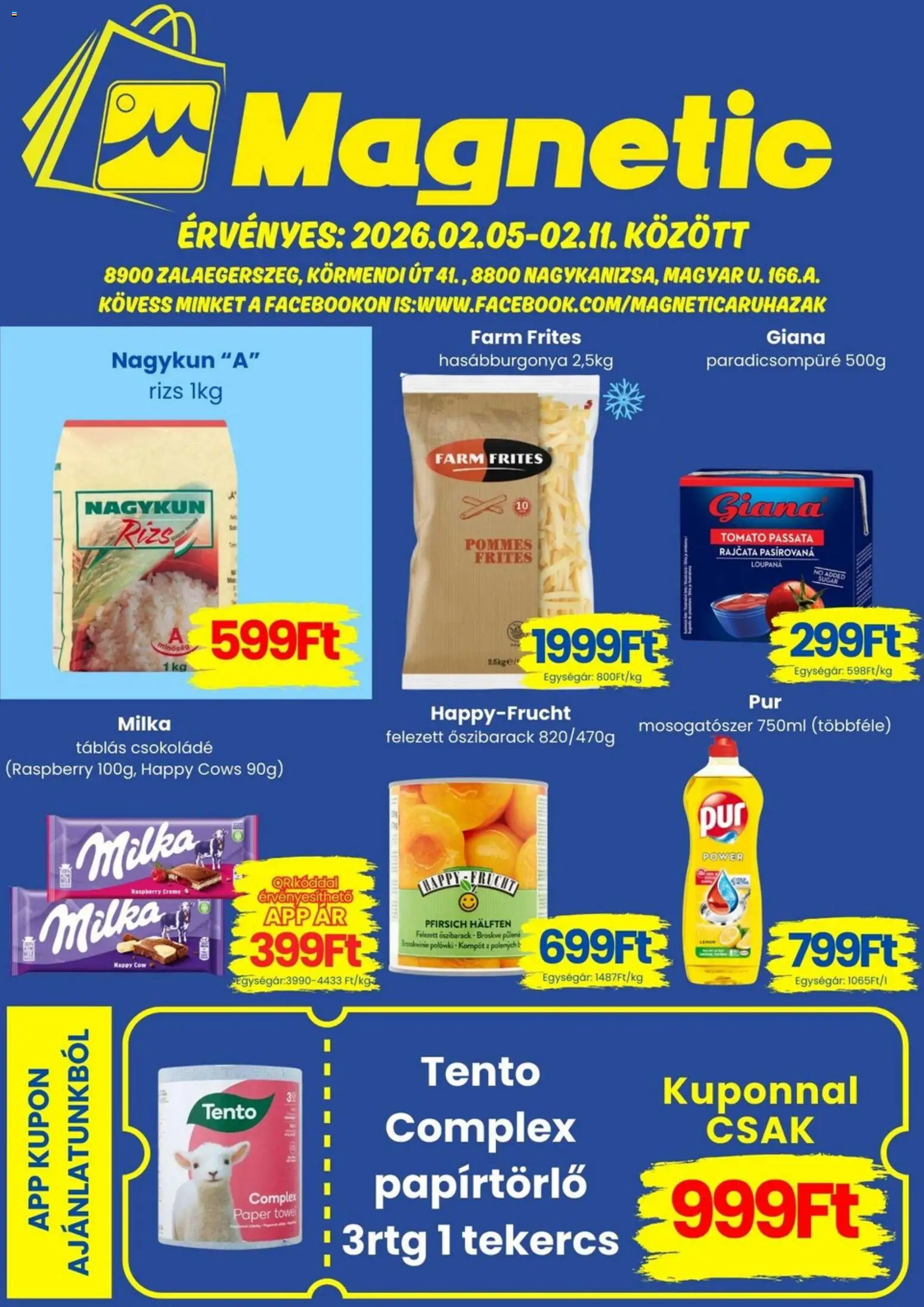 Magnetic akciós ujság - amely érvényes a következő dátumtól: 05.01.2026 | Oldal: 1 | Termékek: Őszibarack, Paradicsompüré, Csokoládé, Mosogatószer