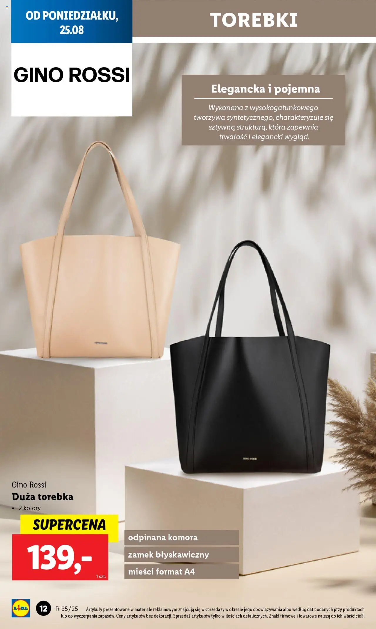 Lidl Katalog od 25.08.2025 | Strona: 12 | Produkty: Torebka, Torebki