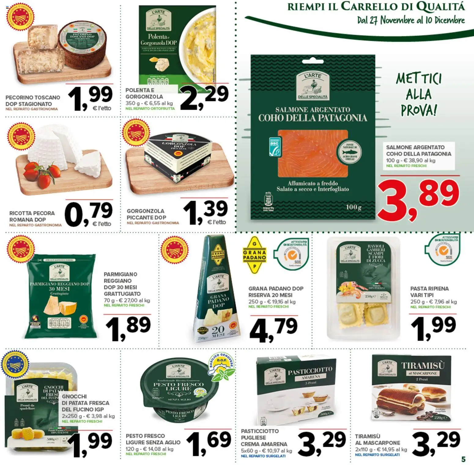 Volantino Todis del 27.11.2025 | Pagina: 5 | Prodotti: Crema, Aglio, Carrello, Gorgonzola