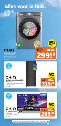 CHiQ Wasmachine 8KG CFL80-145861M3XA, Klasse A-efficiëntie, 15 wasprogramma's, Per stuk - Voorbeeld van een folder van Albert Heijn, geldig van 27.10.2025 | Pagina: 9