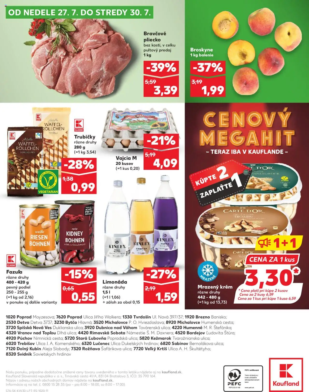 Kaufland Kežmarok │ platný od 24.07.2025 | Strana: 76 | Produkty: Vajcia, Protein, Krém, Broskyne