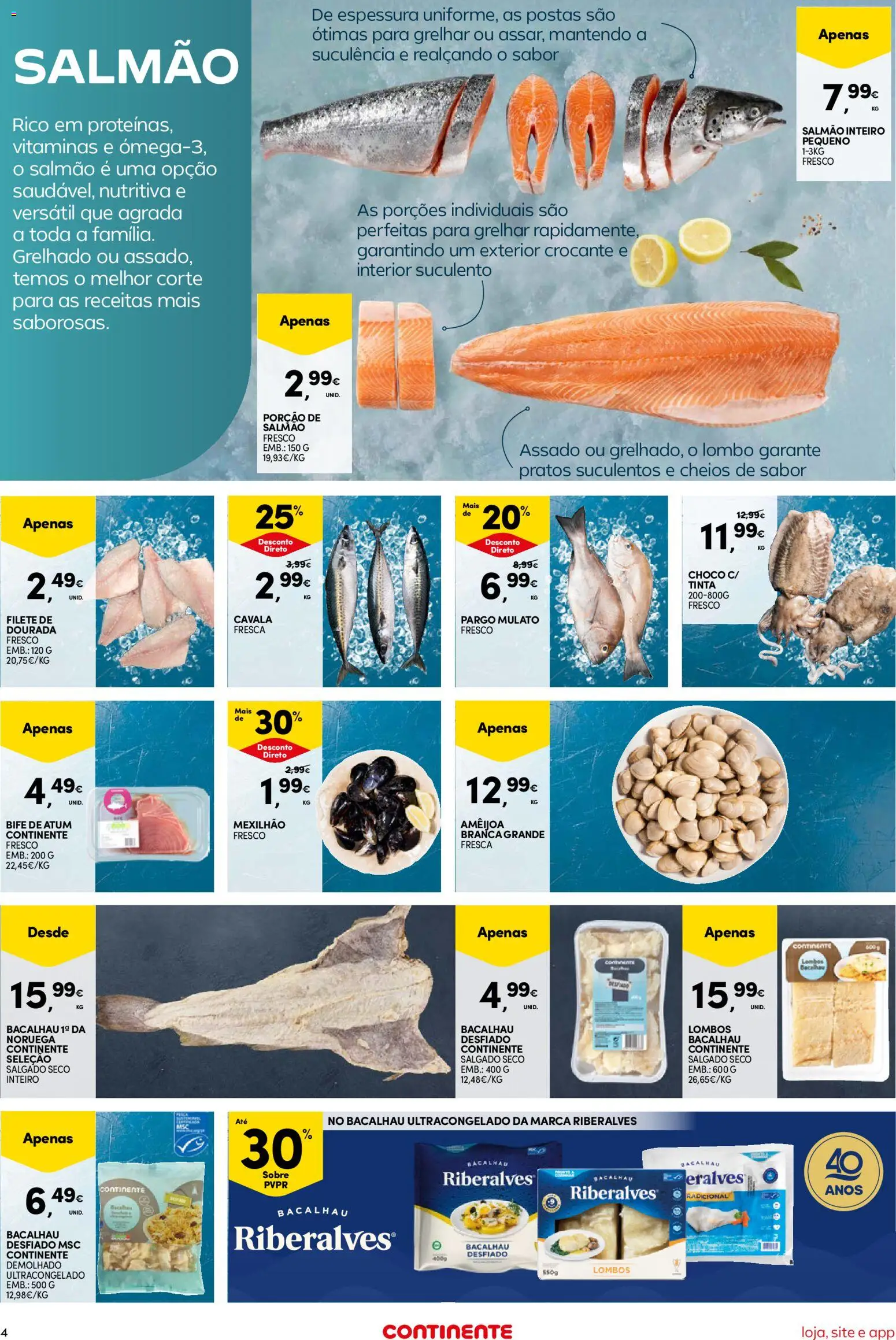 Continente Semanal Continente Bom Dia │ válido de 04.11.2025 | Página: 4 | Produtos: Bacalhau, Pratos, Tinta, Lombo