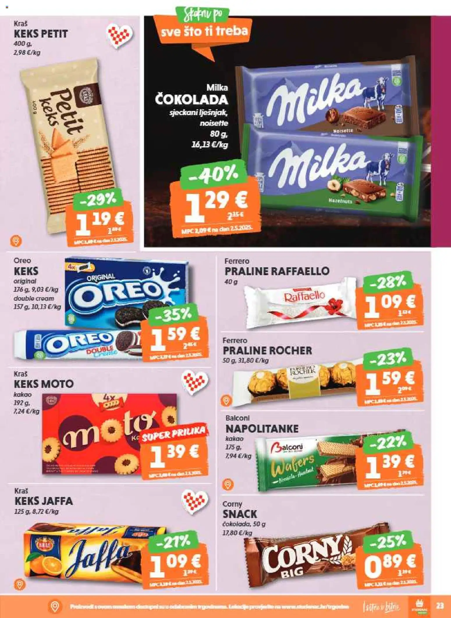 Studenac katalog | vrijedi od 04.02.2026 | Stranica: 23 | Proizvodi: Praline, Čokolada, Milka, Raffaello