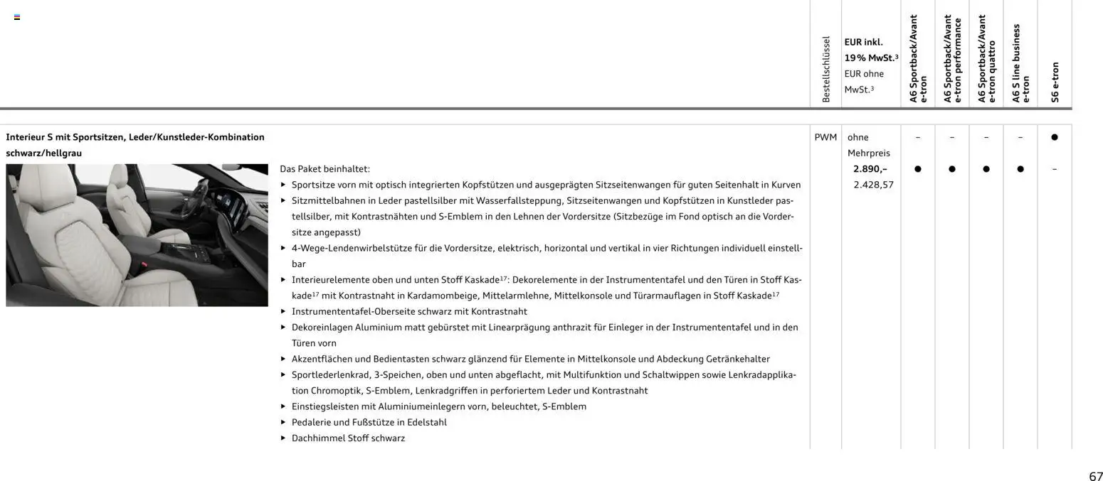 Audi  A6 e-tron – gültig ab 01.10.2025 | Seite: 67
