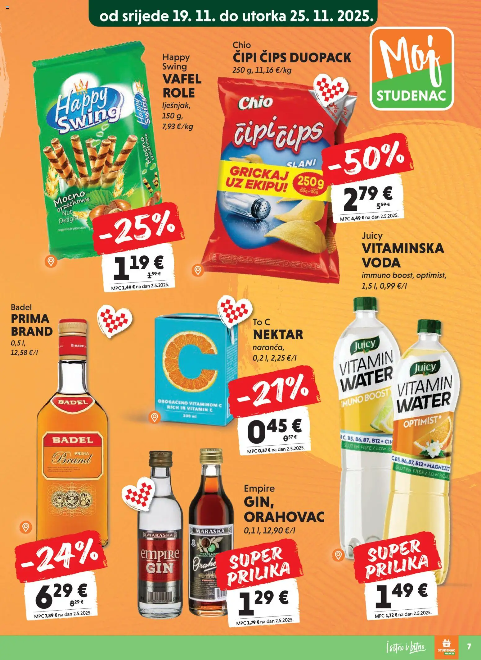 Studenac katalog | vrijedi od 19.11.2025 | Stranica: 7 | Proizvodi: Role, Čips, Krumpir, Voda