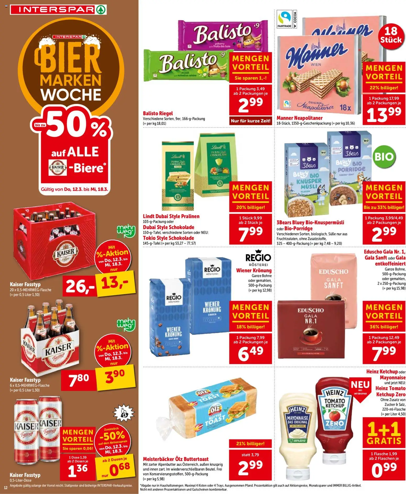 Interspar Flugblatt - Salzburg gültig ab 12.03.2026 | Seite: 12 | Produkte: Ketchup, Zucker, Schokolade, Bier