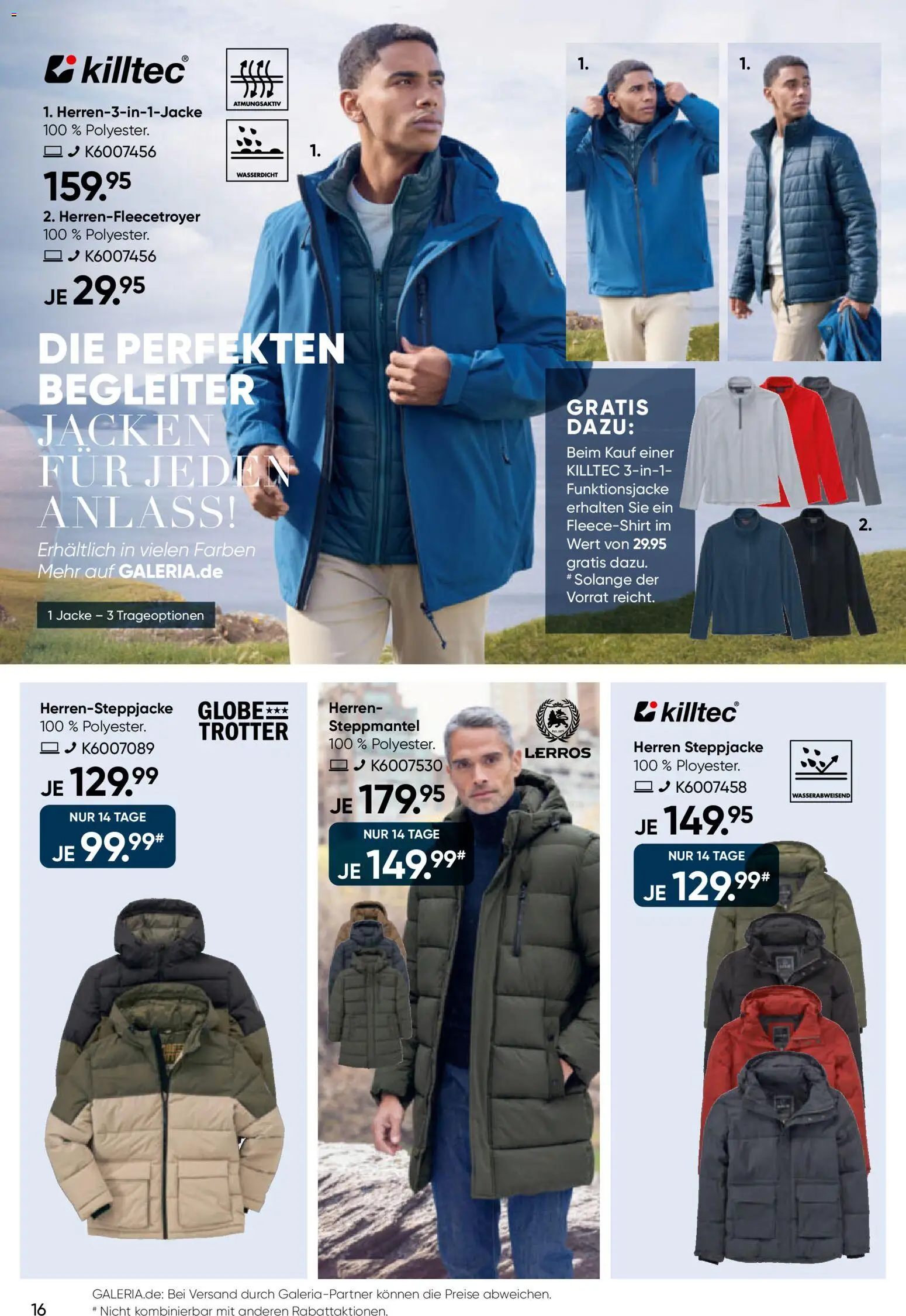Galeria Karstadt Kaufhof Prospekt 	 – gültig ab 13.11.2025 | Seite: 16 | Produkte: Steppmantel, Steppjacke, Jacke