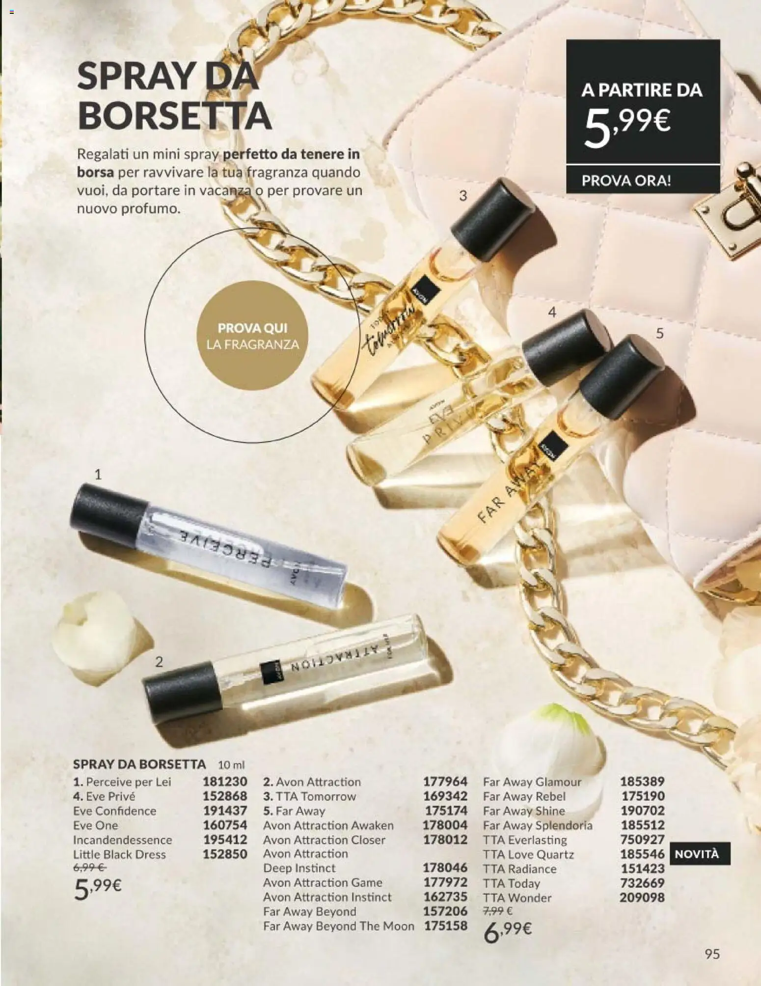Volantino Avon del 01.05.2026 | Pagina: 95 | Prodotti: Borsetta, The, Borsa, Fragranza