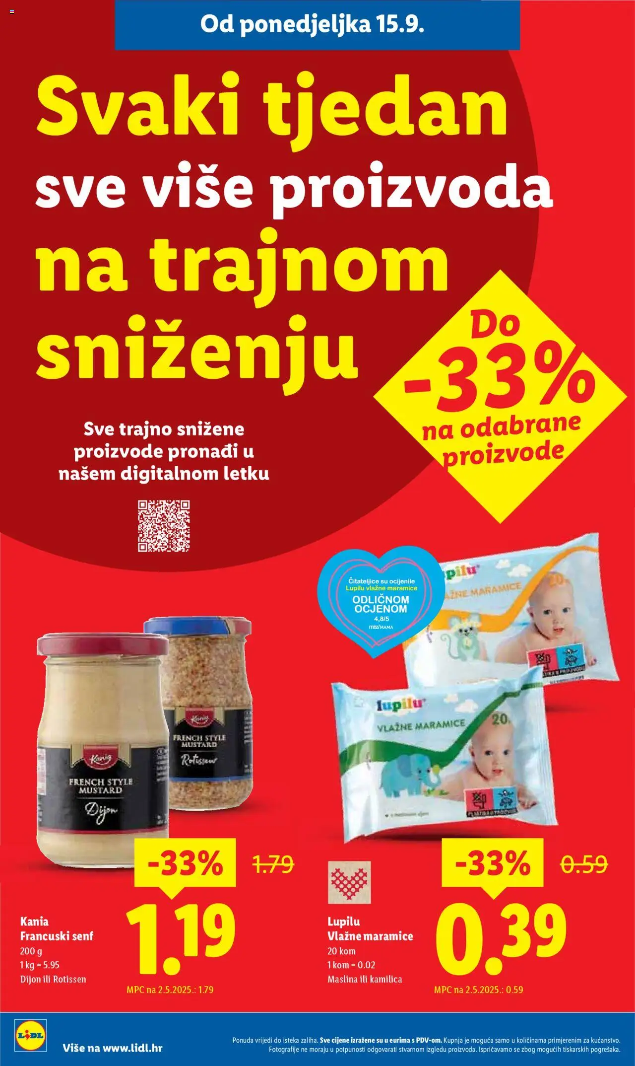 Lidl katalog | vrijedi od 15.09.2025 | Stranica: 2 | Proizvodi: Vlažne maramice, Senf