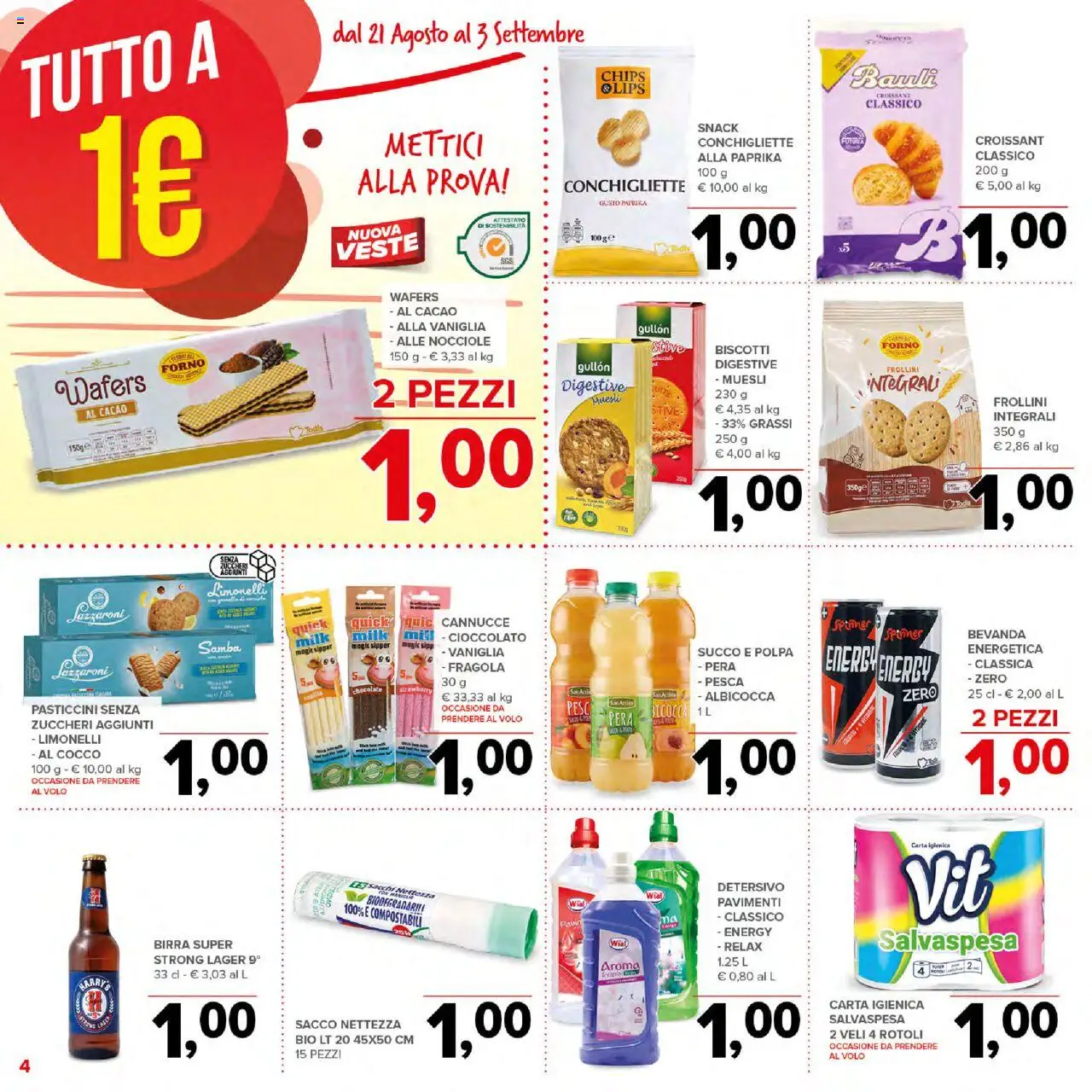 Volantino Todis del 21.08.2025 | Pagina: 4 | Prodotti: Muesli, Birra, Biscotti, Nocciole
