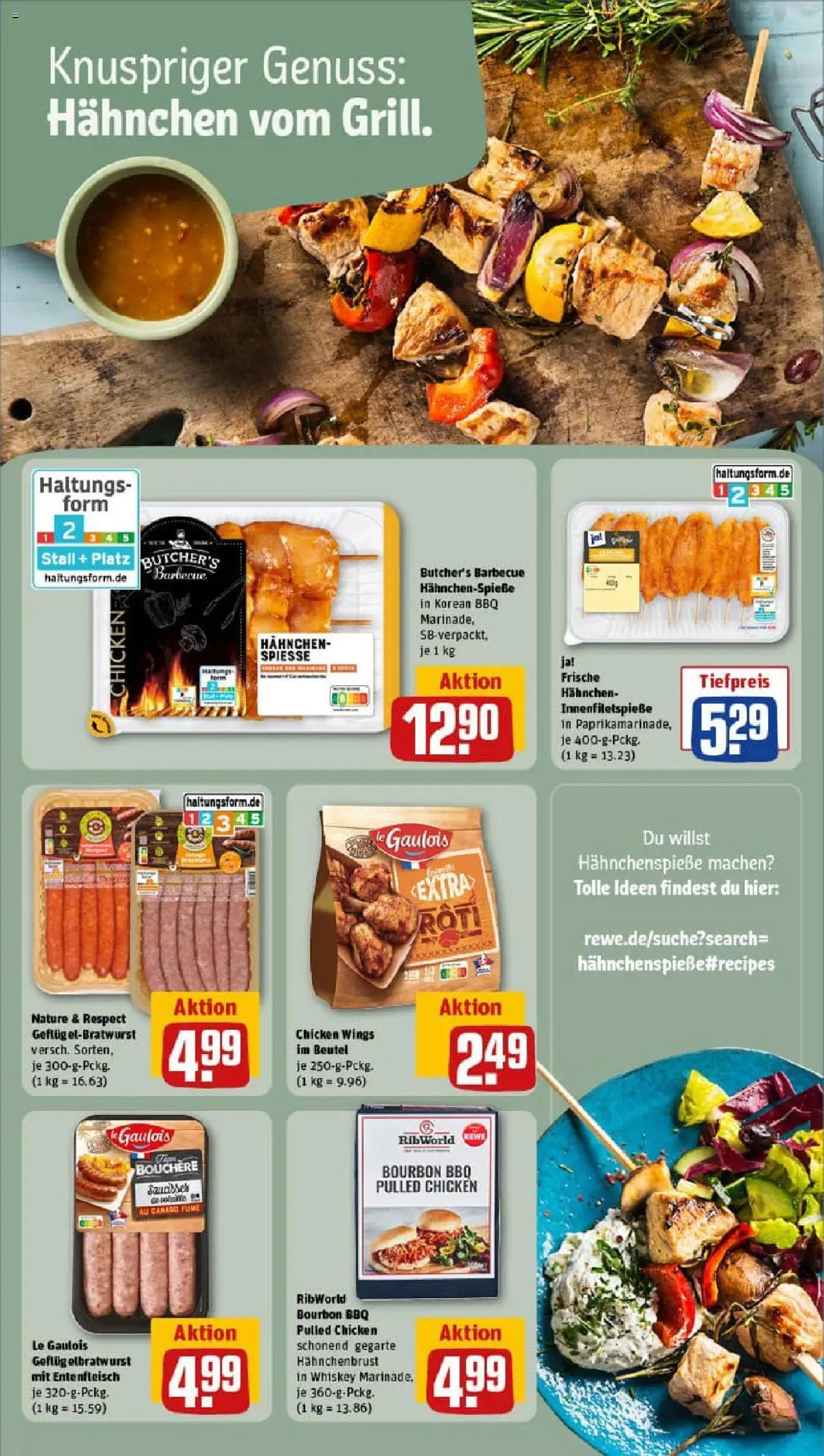 Rewe prospekt Weimar	 - gültig ab dem 03.08.2025 | Seite: 13 | Produkte: Spieße, Bourbon, Whiskey, Hahnchenbrust