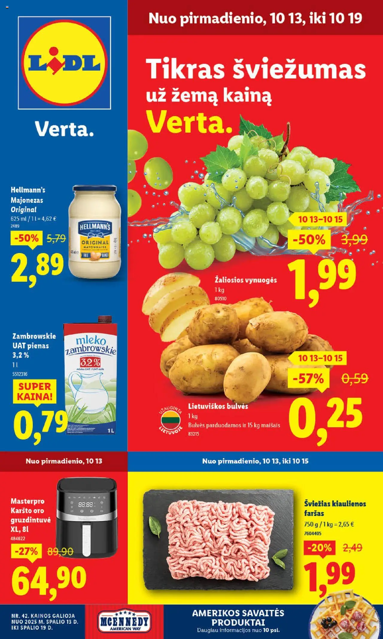 LIDL akcijos nuo 16.10.2025 | Puslapis: 18 | Prekių: Bulvės, Vynuogės, Pienas, Majonezas