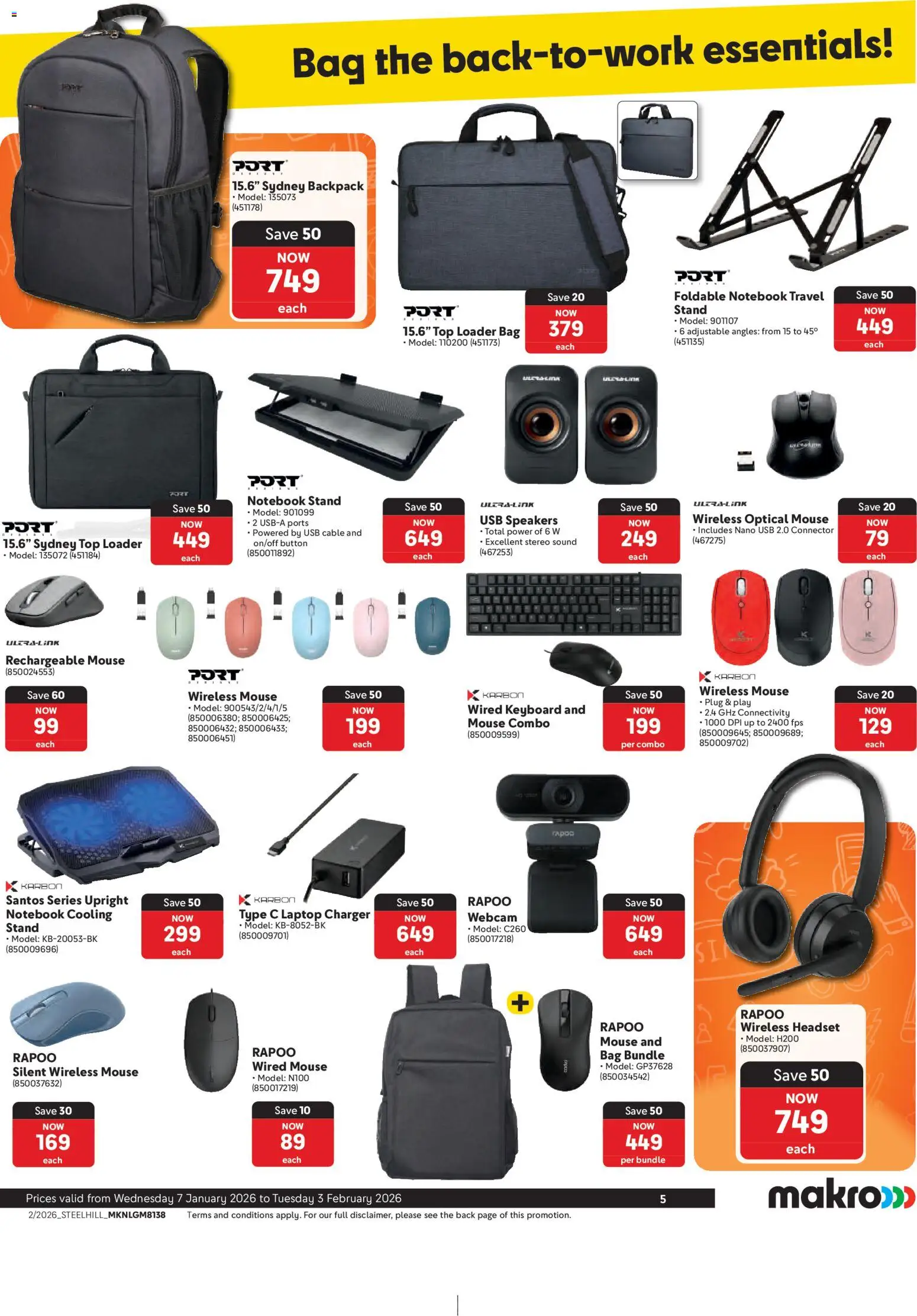 New Makro catalogue – valid from 07.01.2026 | Page: 5 | Products: Notebook, Cable, Laptop, Charger