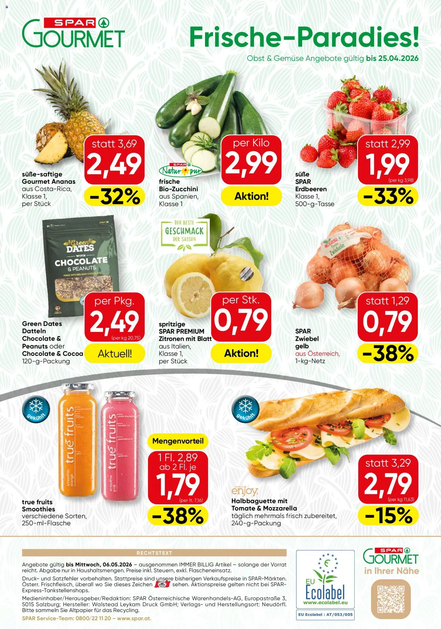 SPAR Gourmet Flugblatt gültig ab 23.04.2026 | Seite: 12 | Produkte: Erdbeeren, Zwiebeln, Obst, Ananas